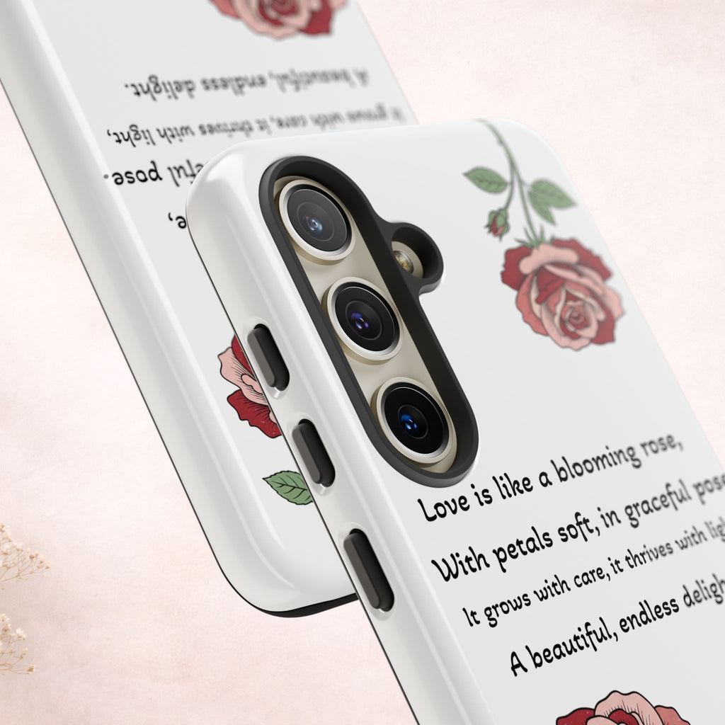 Phone Case - 'Love is like a blooming rose' Minimalist Tough Protective Cover