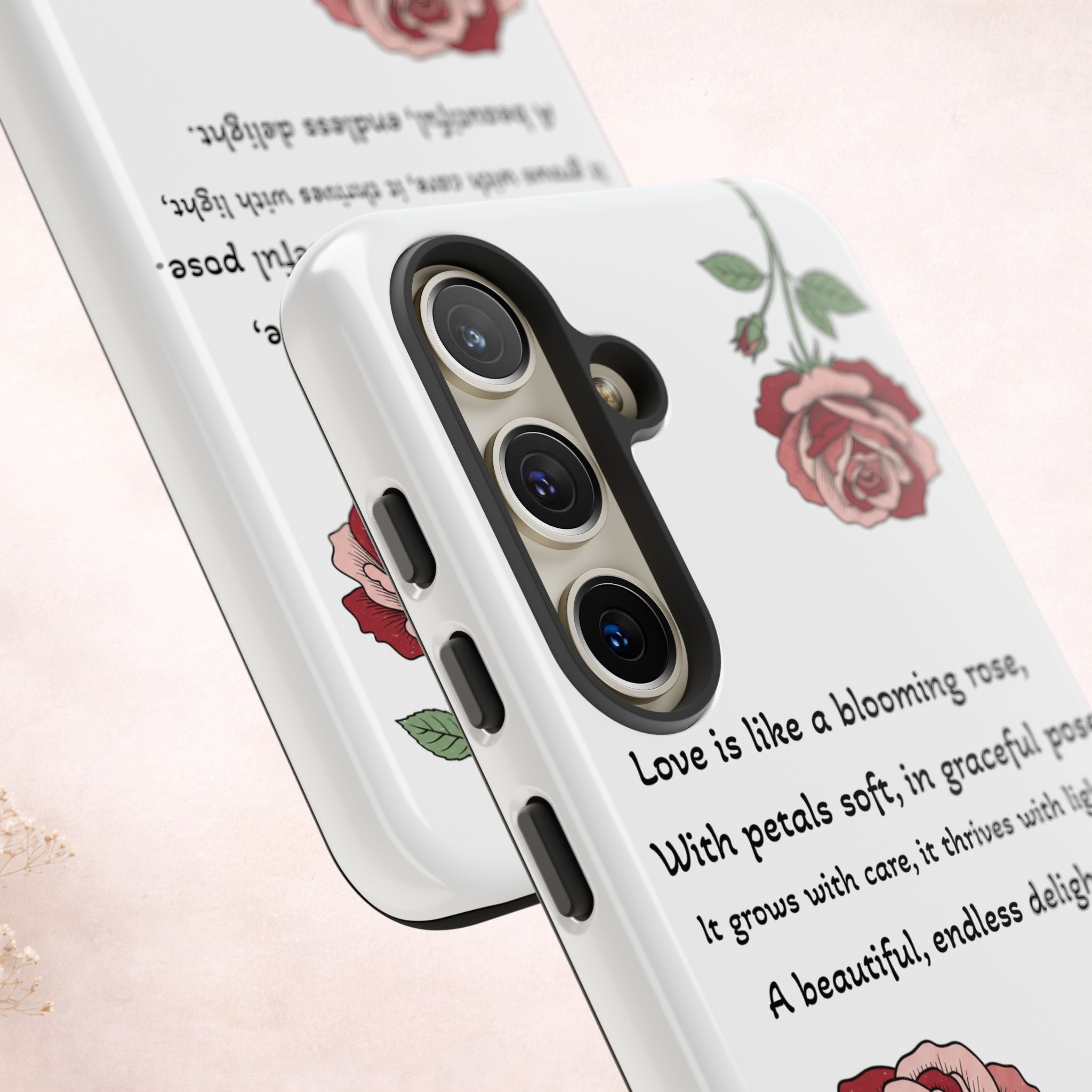 Phone Case - 'Love is like a blooming rose' Minimalist Tough Protective Cover