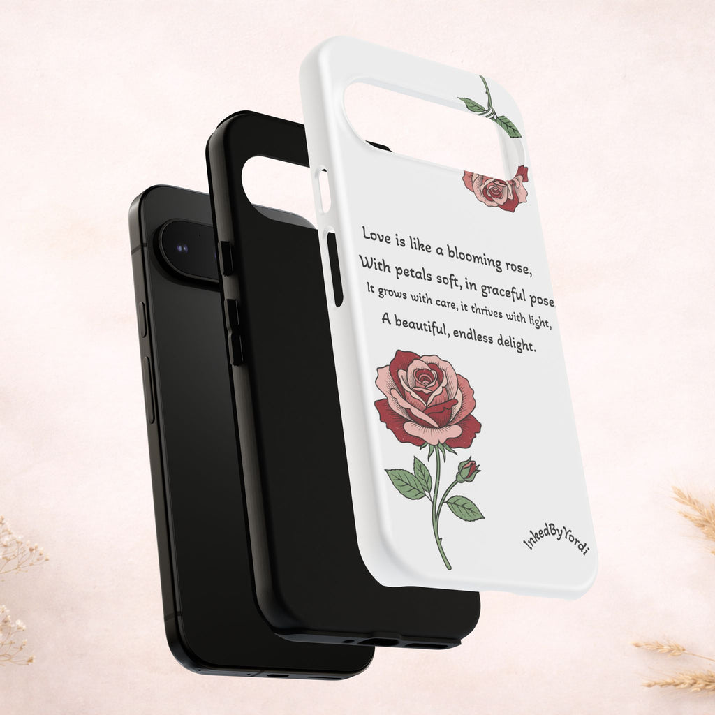 Phone Case - 'Love is like a blooming rose' Minimalist Tough Protective Cover