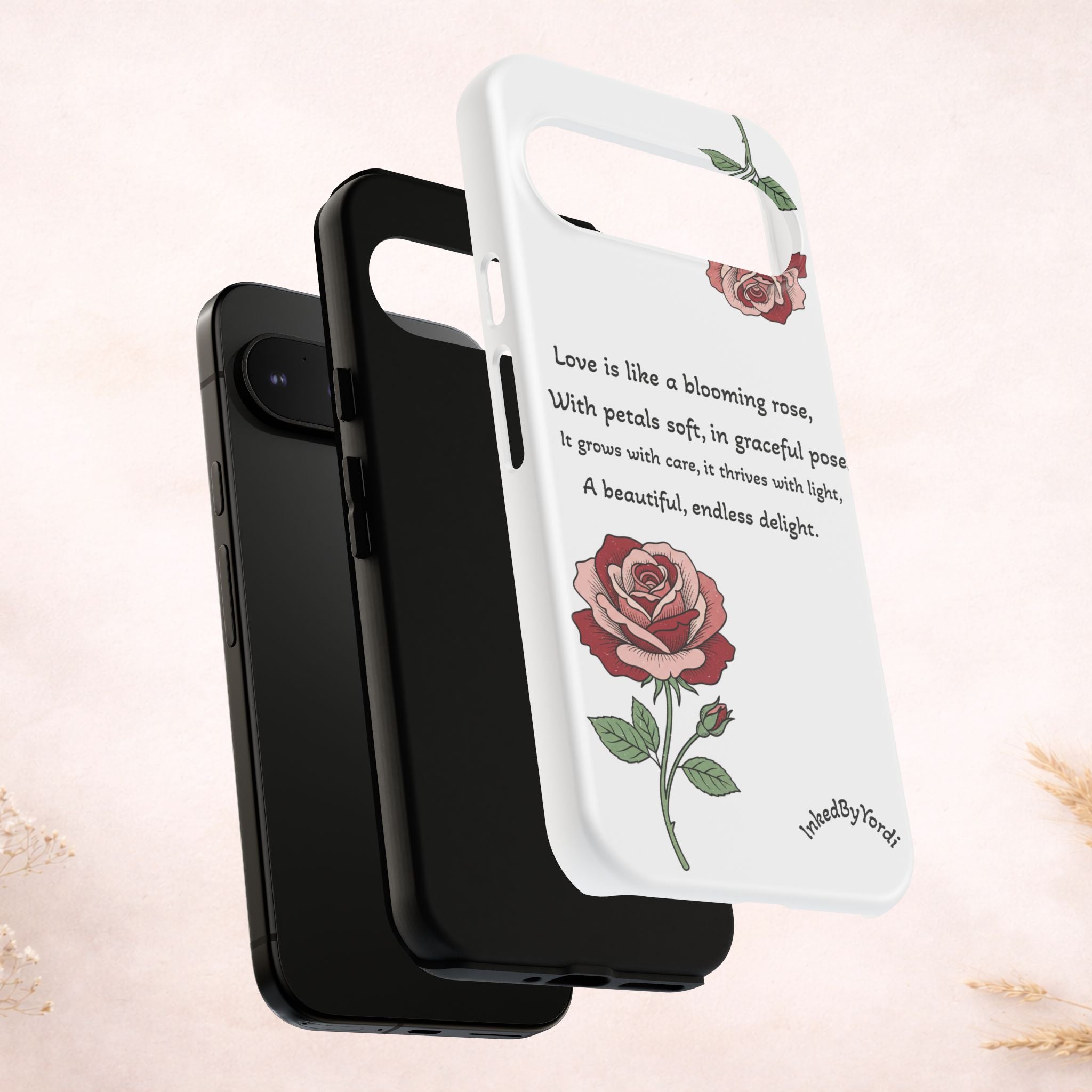 Phone Case - 'Love is like a blooming rose' Minimalist Tough Protective Cover
