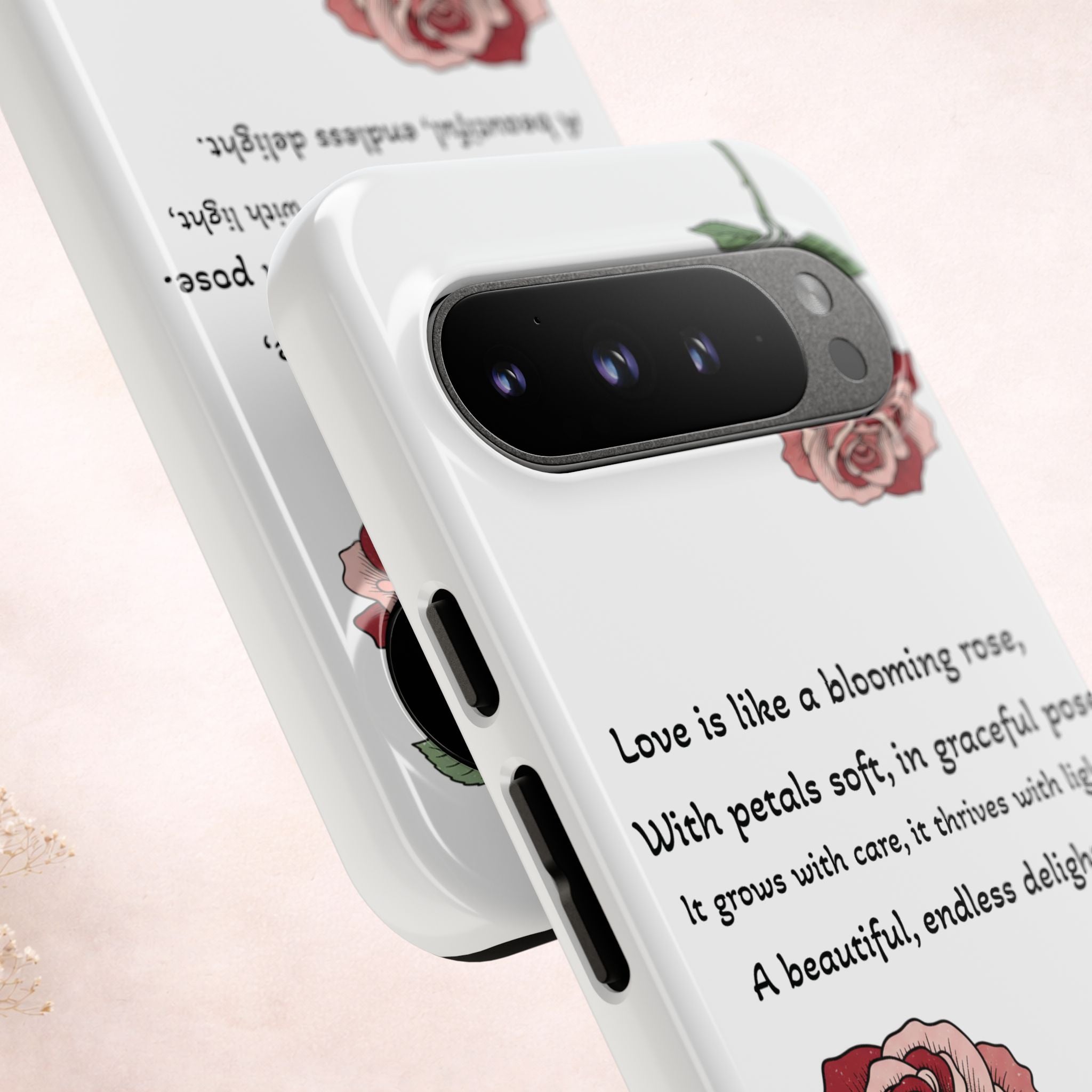 Phone Case - 'Love is like a blooming rose' Minimalist Tough Protective Cover