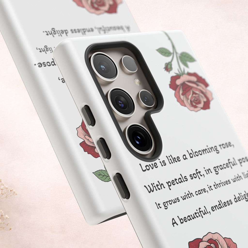 Phone Case - 'Love is like a blooming rose' Minimalist Tough Protective Cover