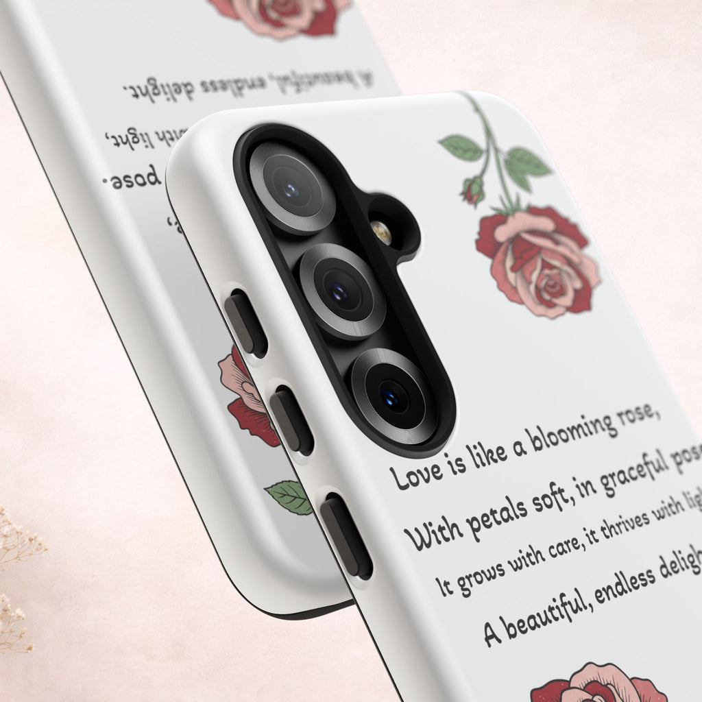 Phone Case - 'Love is like a blooming rose' Minimalist Tough Protective Cover