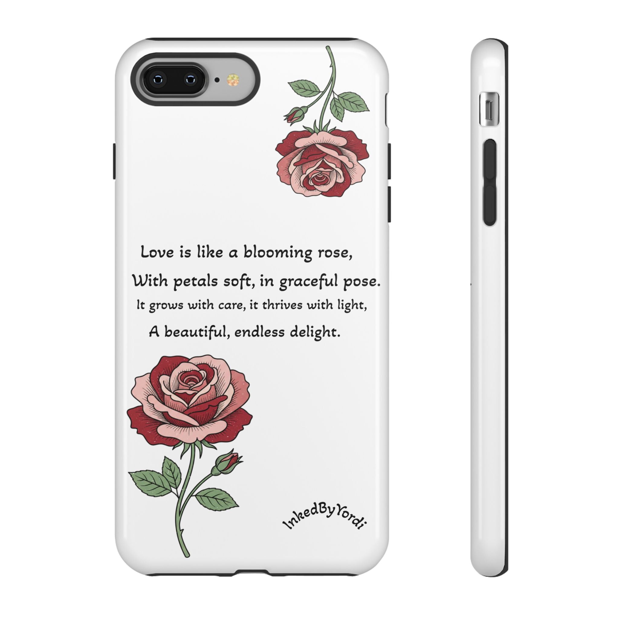Phone Case - 'Love is like a blooming rose' Minimalist Tough Protective Cover