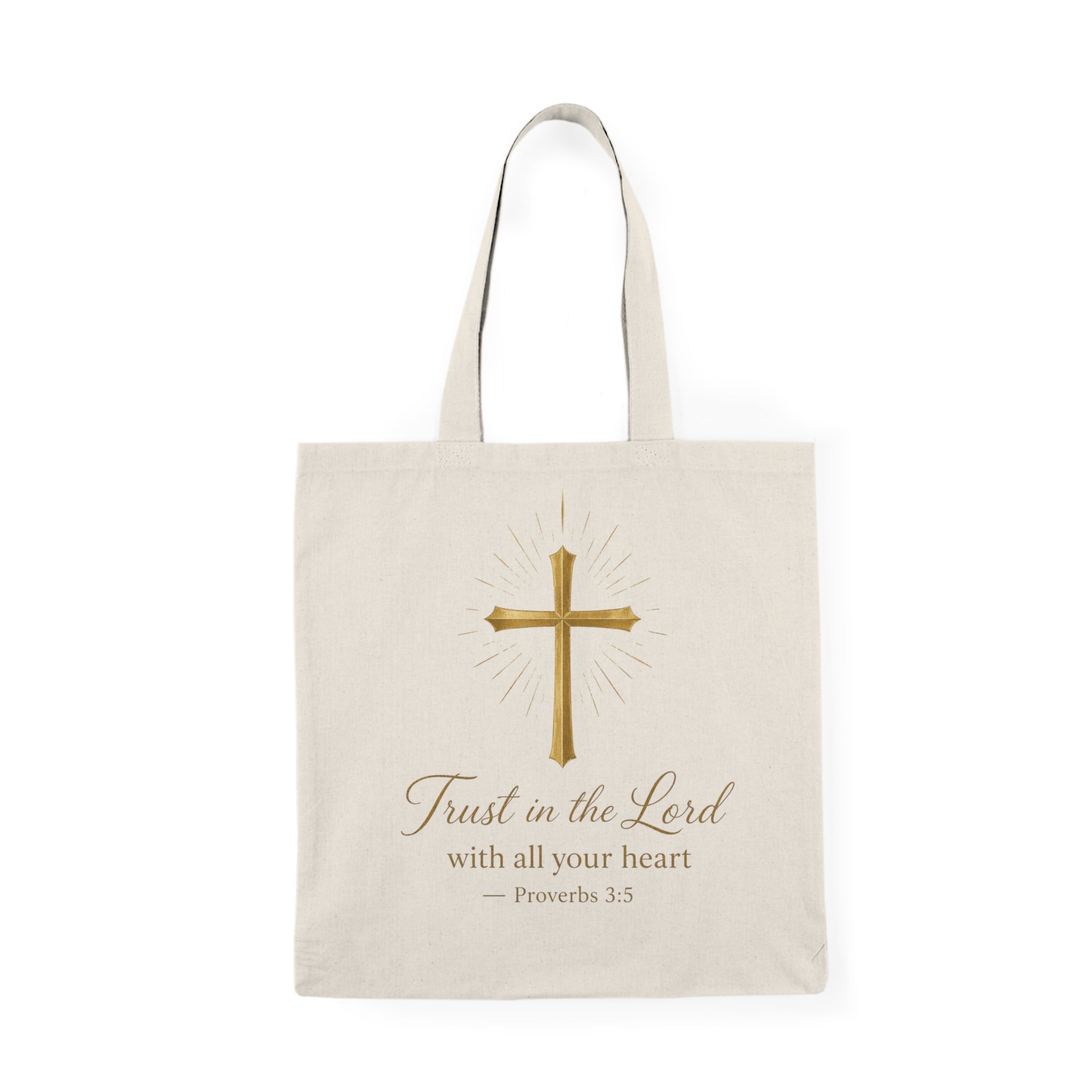 Faith Cross Tote Bag — "Trust in the Lord" Christian Canvas Tote (Proverbs 3:5)