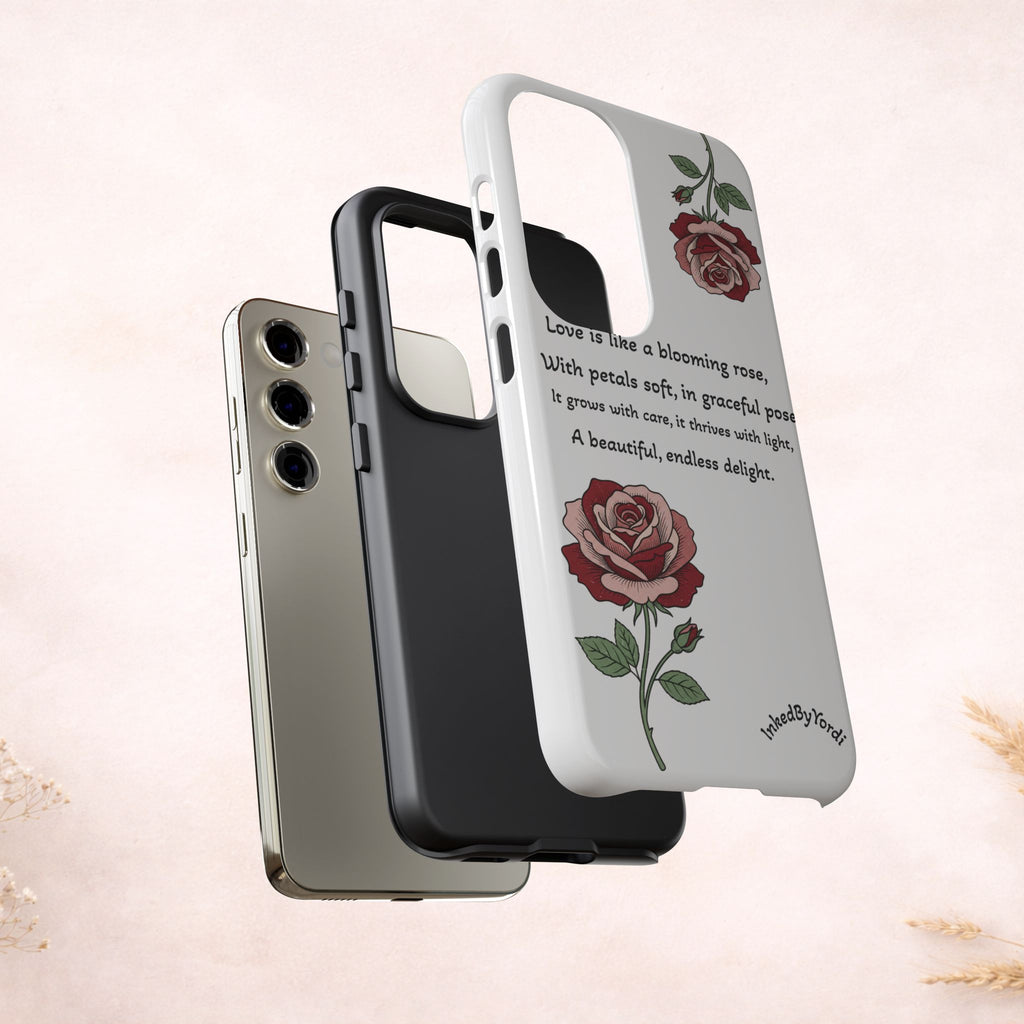 Phone Case - 'Love is like a blooming rose' Minimalist Tough Protective Cover