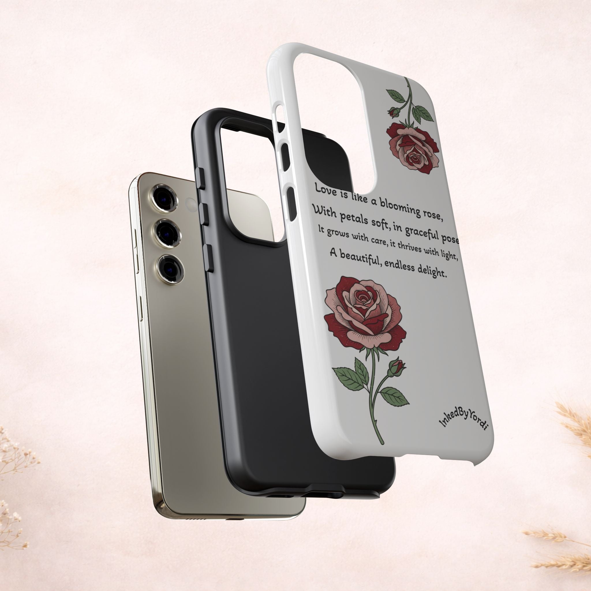 Phone Case - 'Love is like a blooming rose' Minimalist Tough Protective Cover