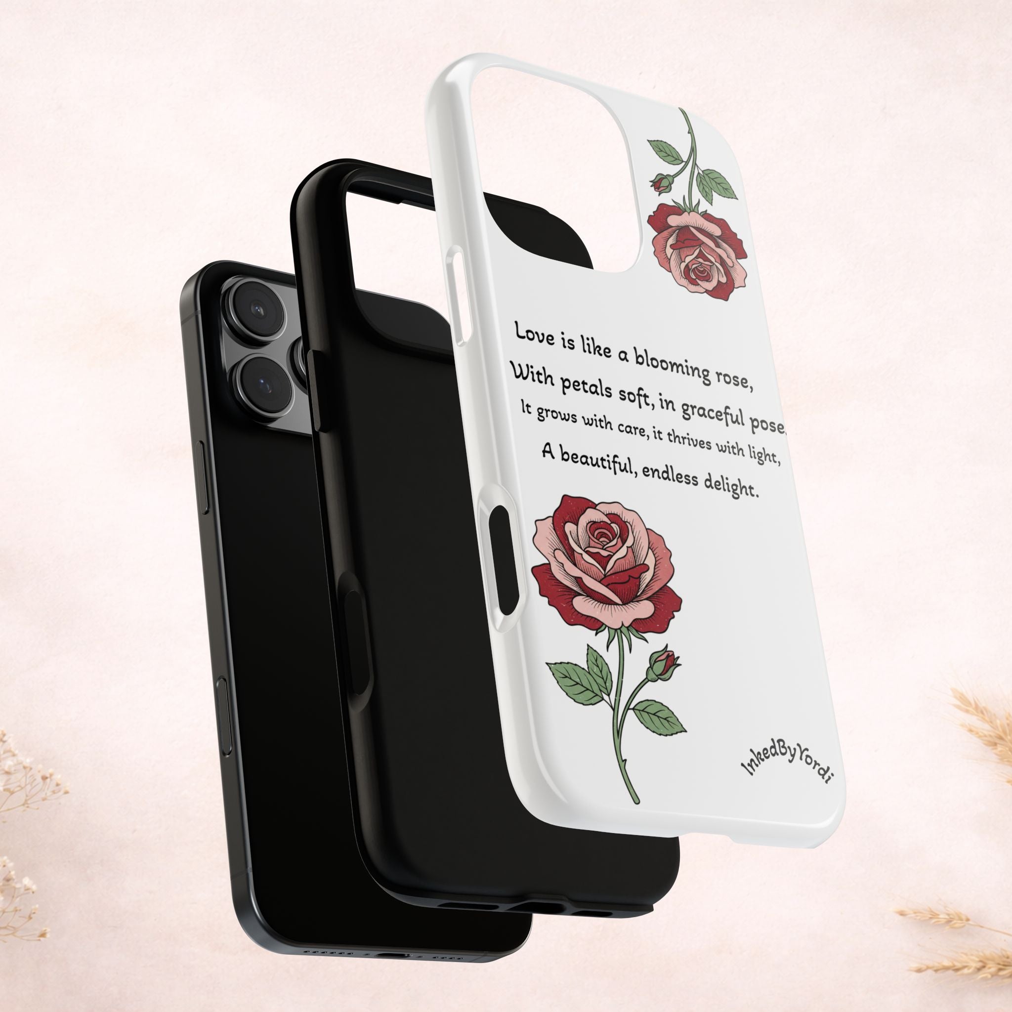 Phone Case - 'Love is like a blooming rose' Minimalist Tough Protective Cover