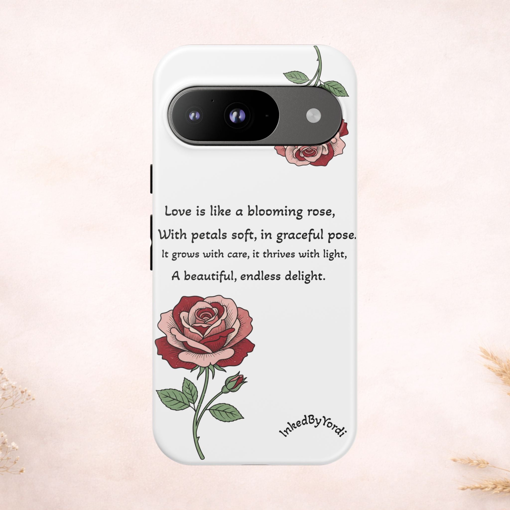 Phone Case - 'Love is like a blooming rose' Minimalist Tough Protective Cover