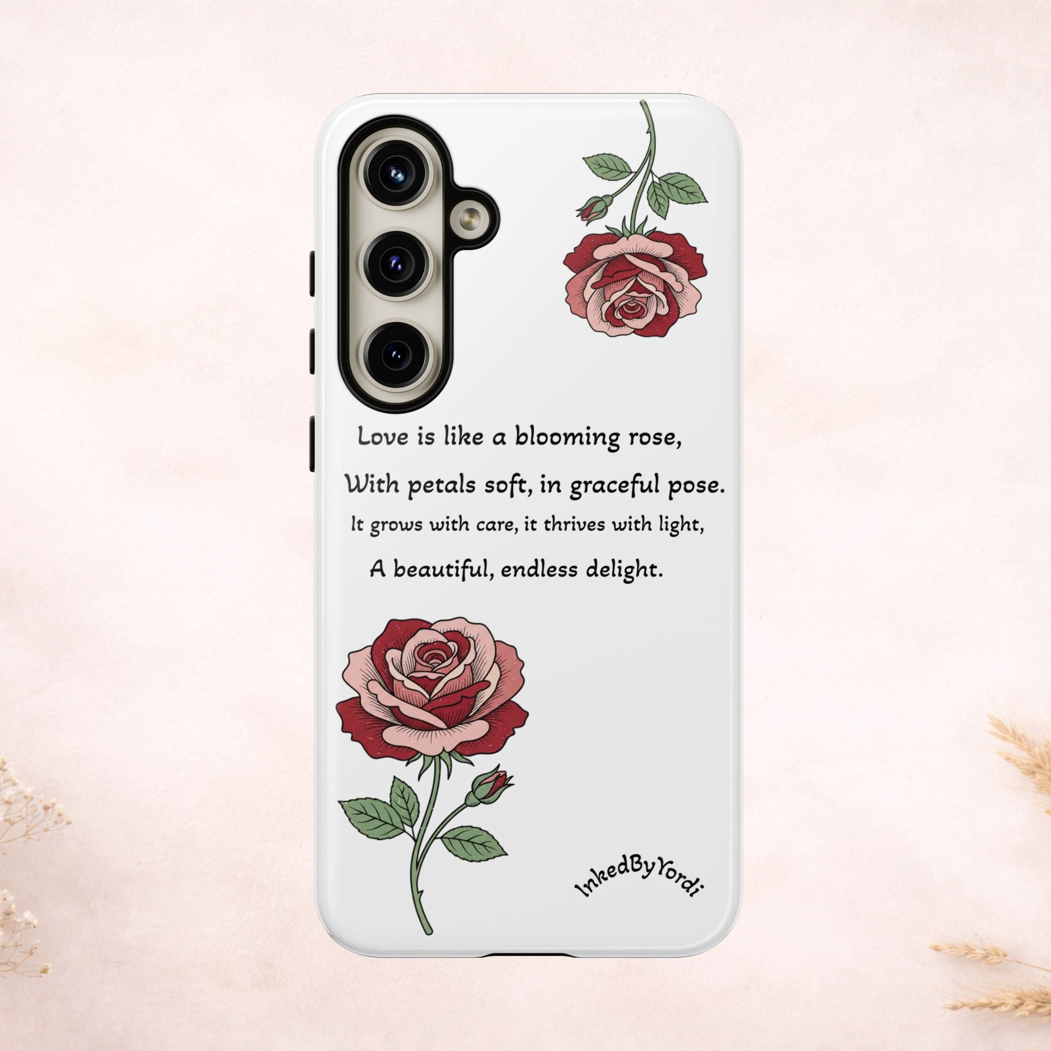 Phone Case - 'Love is like a blooming rose' Minimalist Tough Protective Cover
