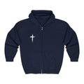 Jesus Is King Zip Hoodie — Scripture Verse Christian Cross Sweatshirt