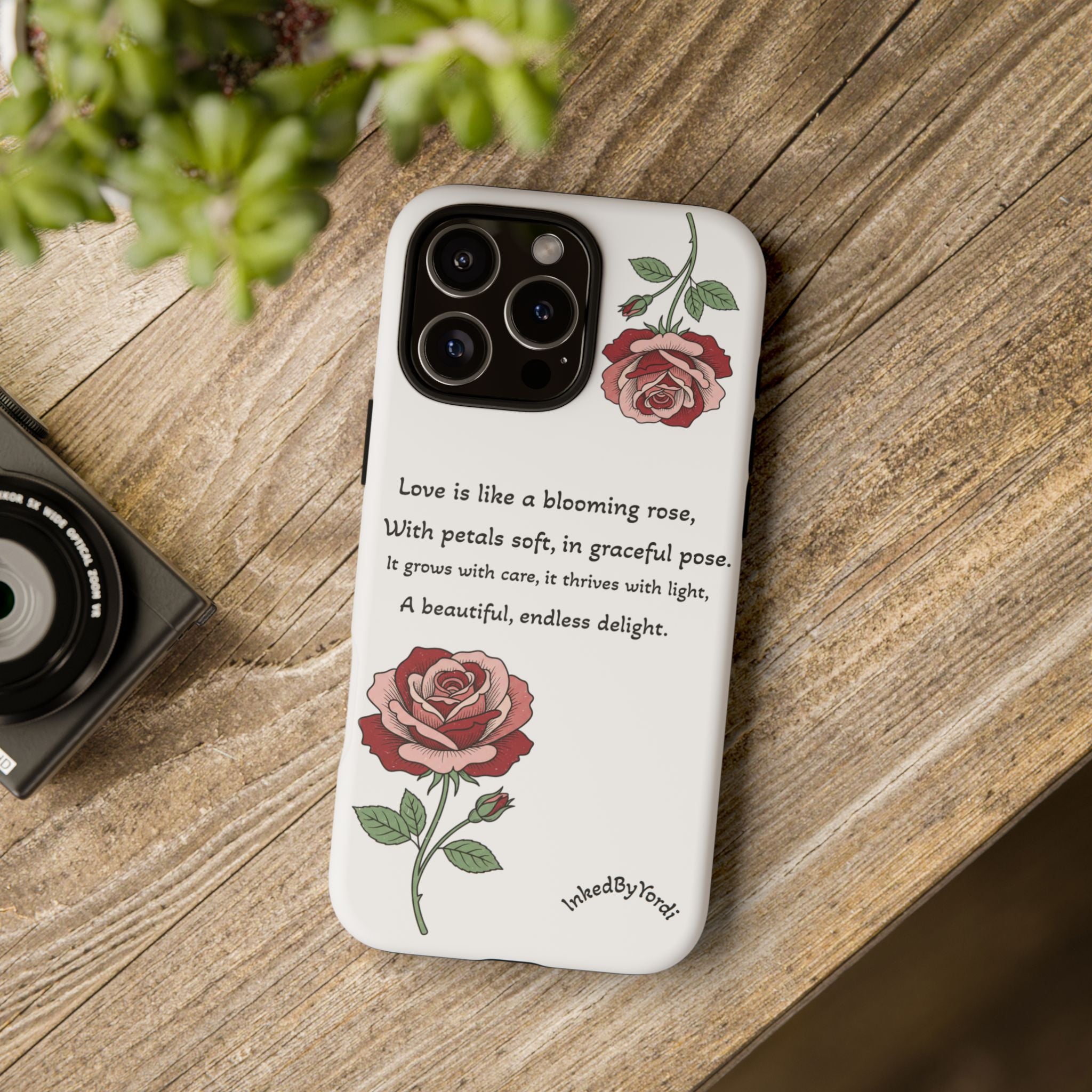 Phone Case - 'Love is like a blooming rose' Minimalist Tough Protective Cover