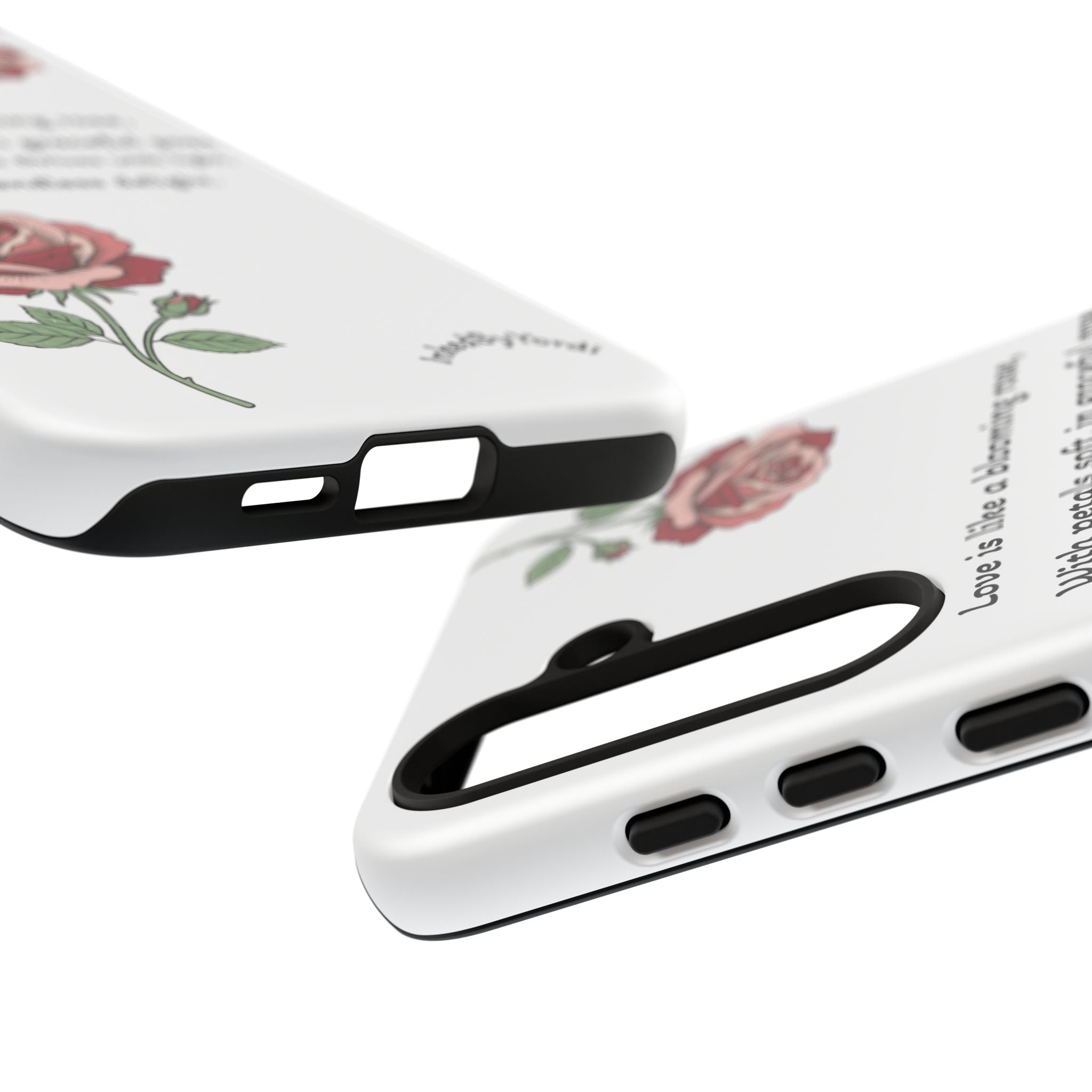 Phone Case - 'Love is like a blooming rose' Minimalist Tough Protective Cover