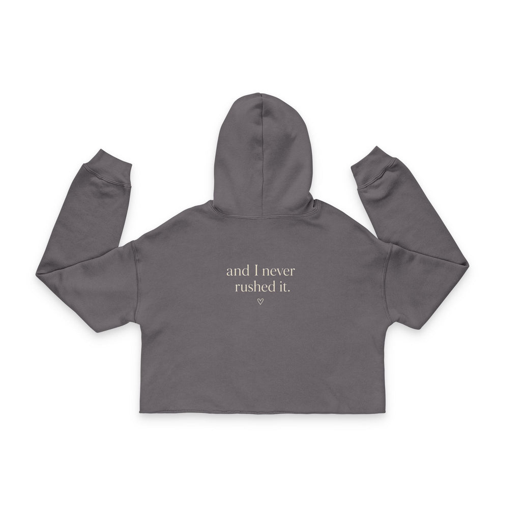 Cropped Hoodie — “I Fell in Love the Quiet Way” Minimal Quote Hoodie for Women