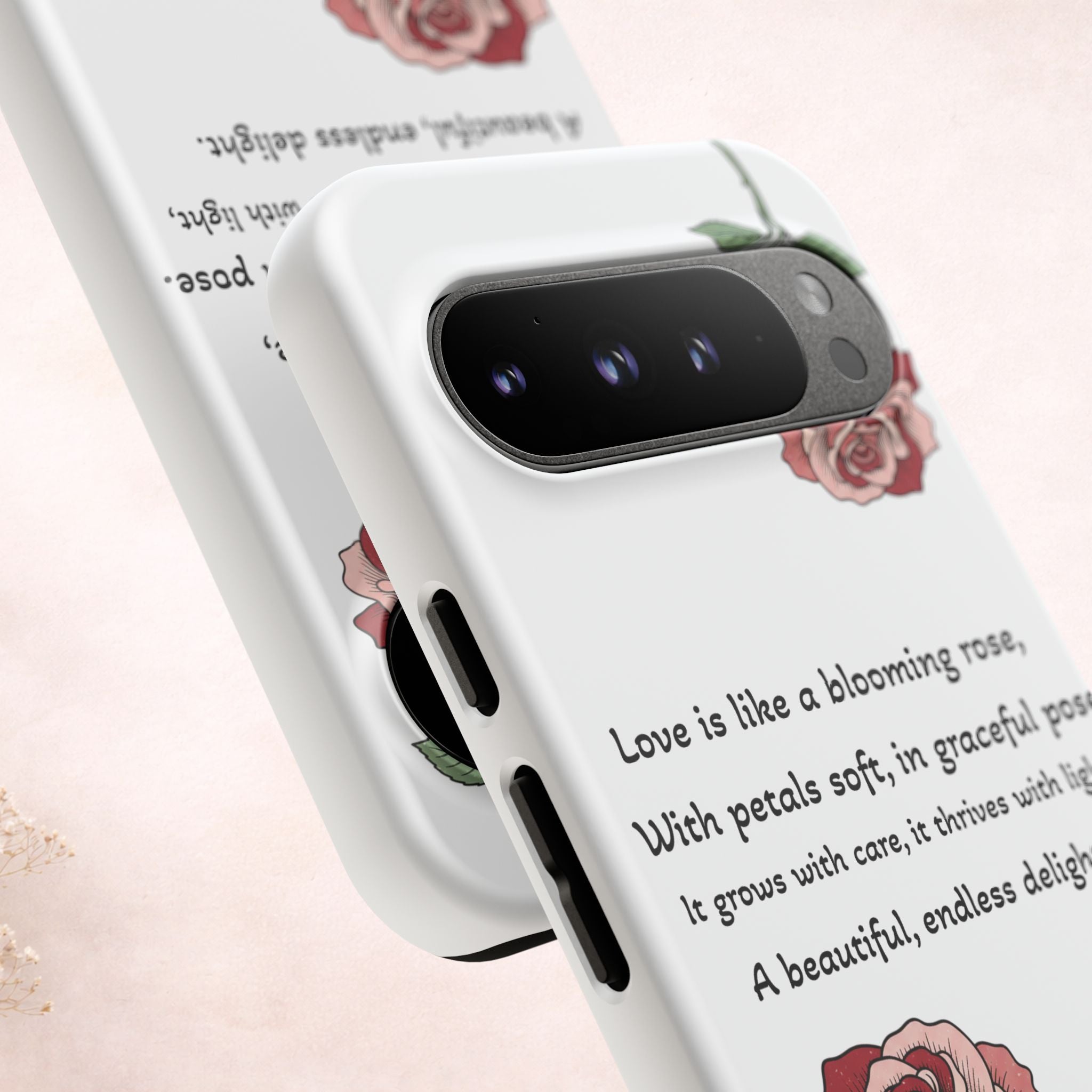 Phone Case - 'Love is like a blooming rose' Minimalist Tough Protective Cover