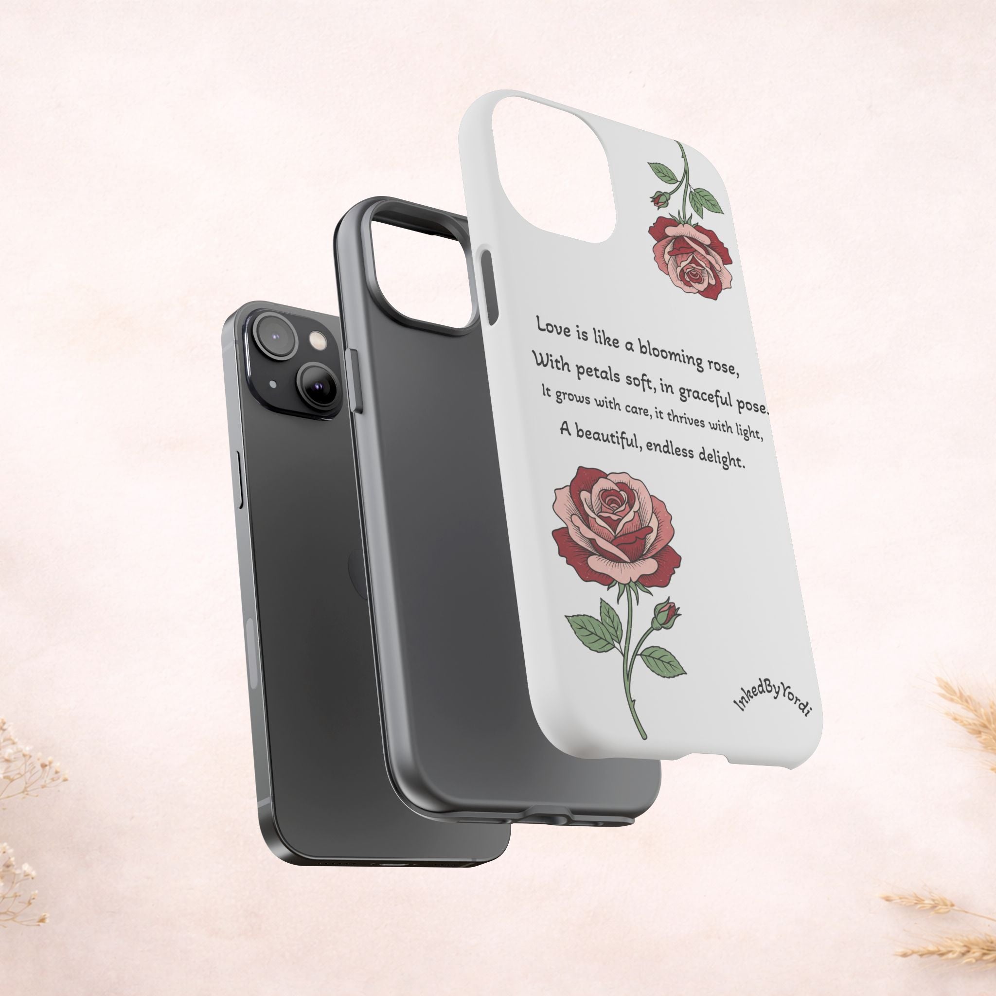 Phone Case - 'Love is like a blooming rose' Minimalist Tough Protective Cover