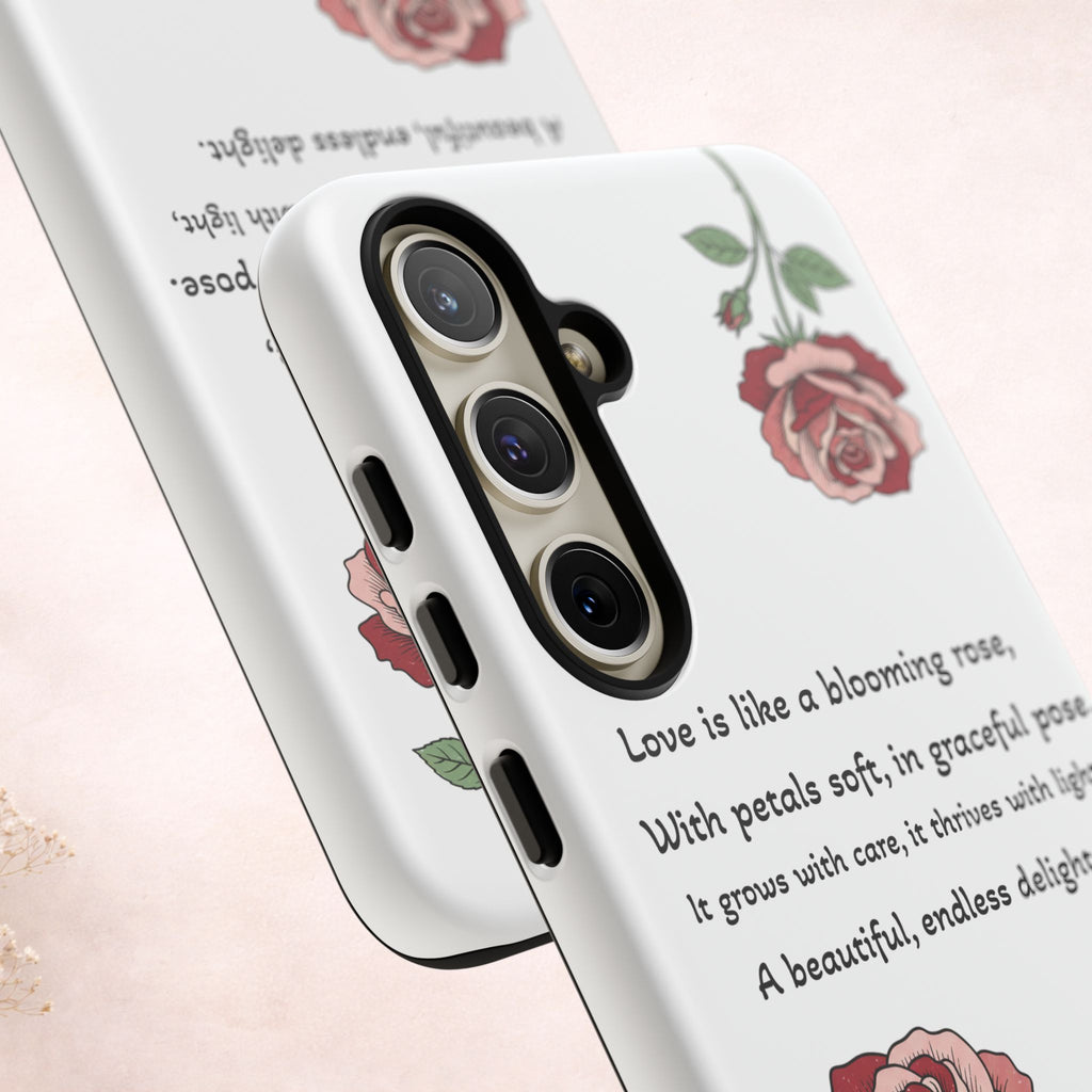Phone Case - 'Love is like a blooming rose' Minimalist Tough Protective Cover