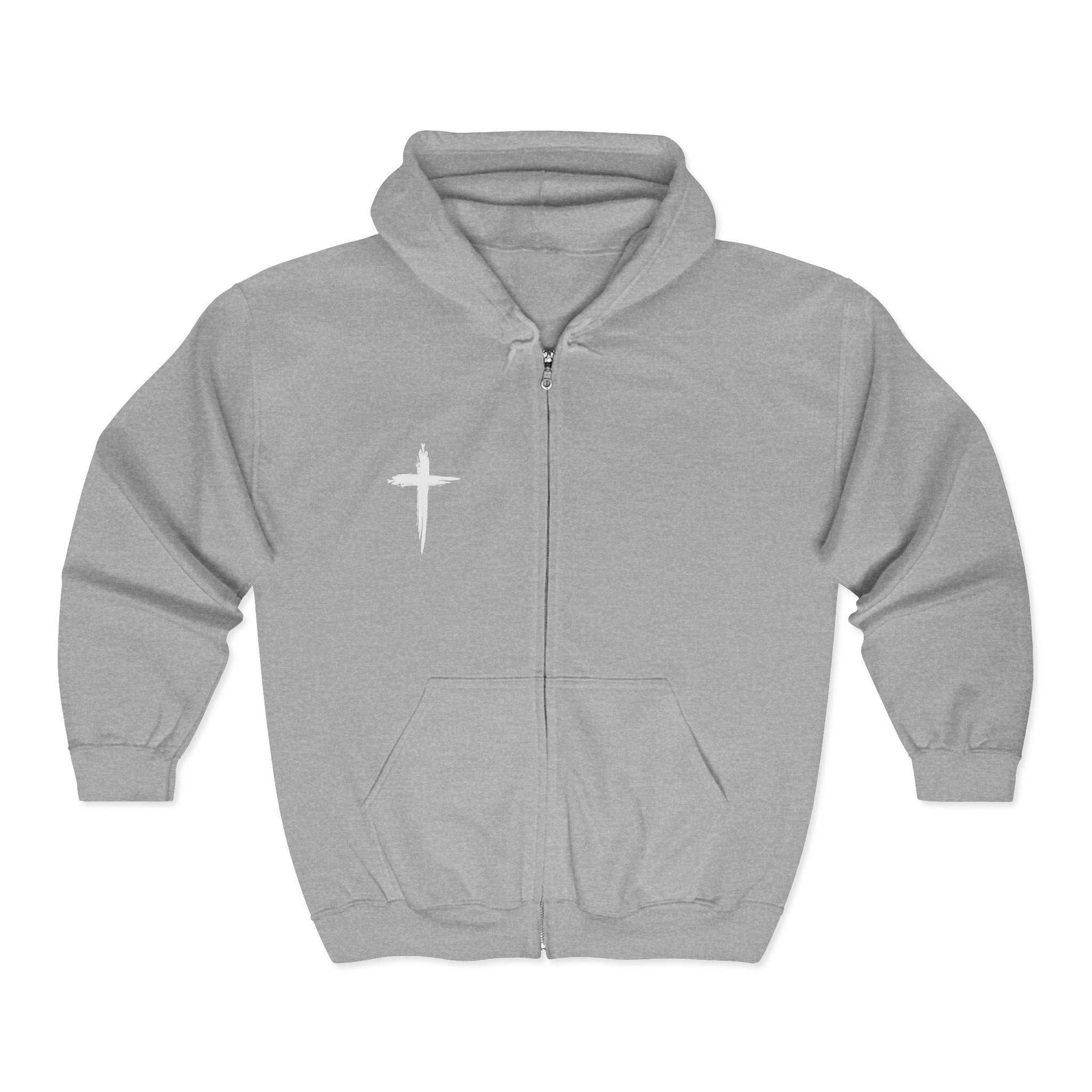 Jesus Is King Zip Hoodie — Scripture Verse Christian Cross Sweatshirt