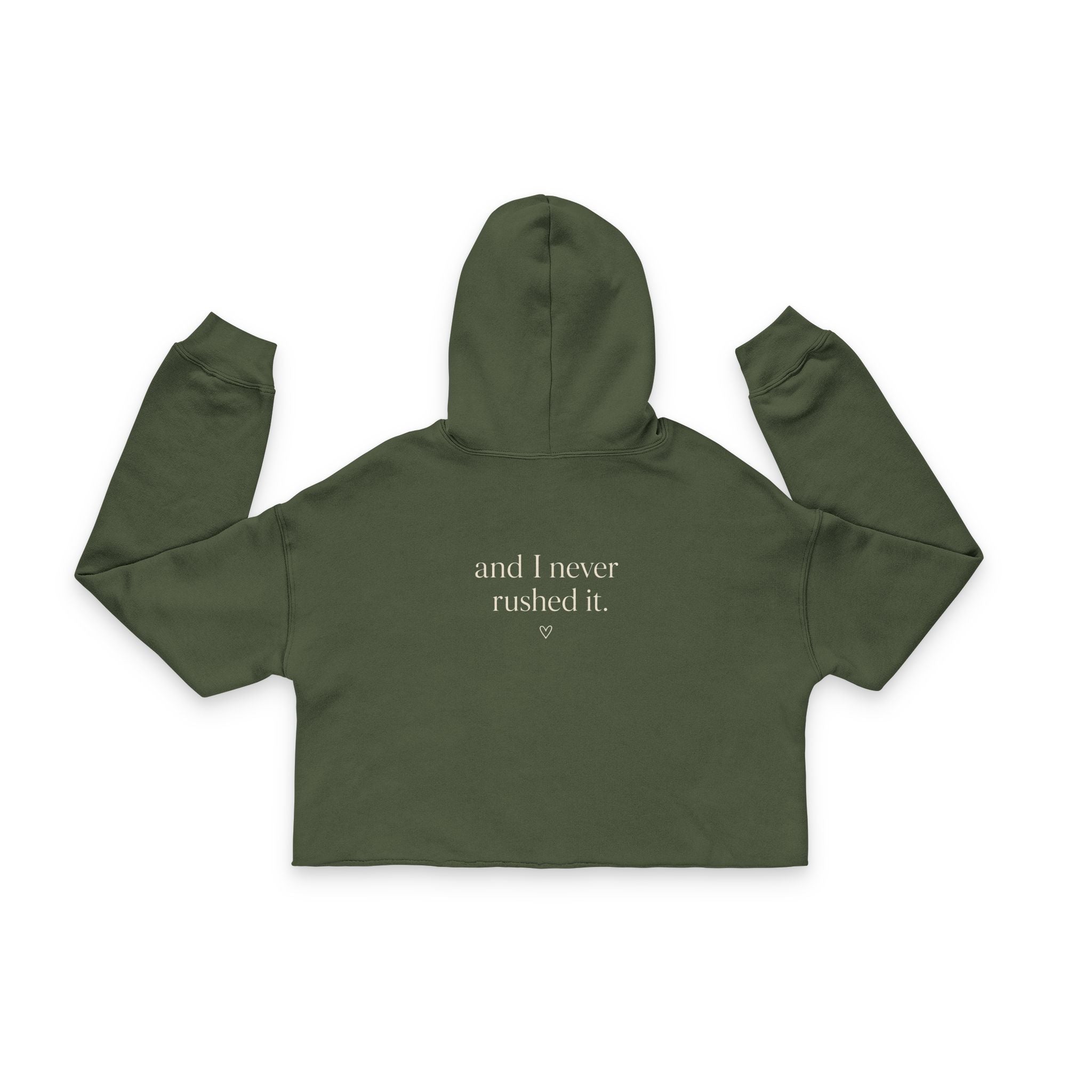 Cropped Hoodie — “I Fell in Love the Quiet Way” Minimal Quote Hoodie for Women