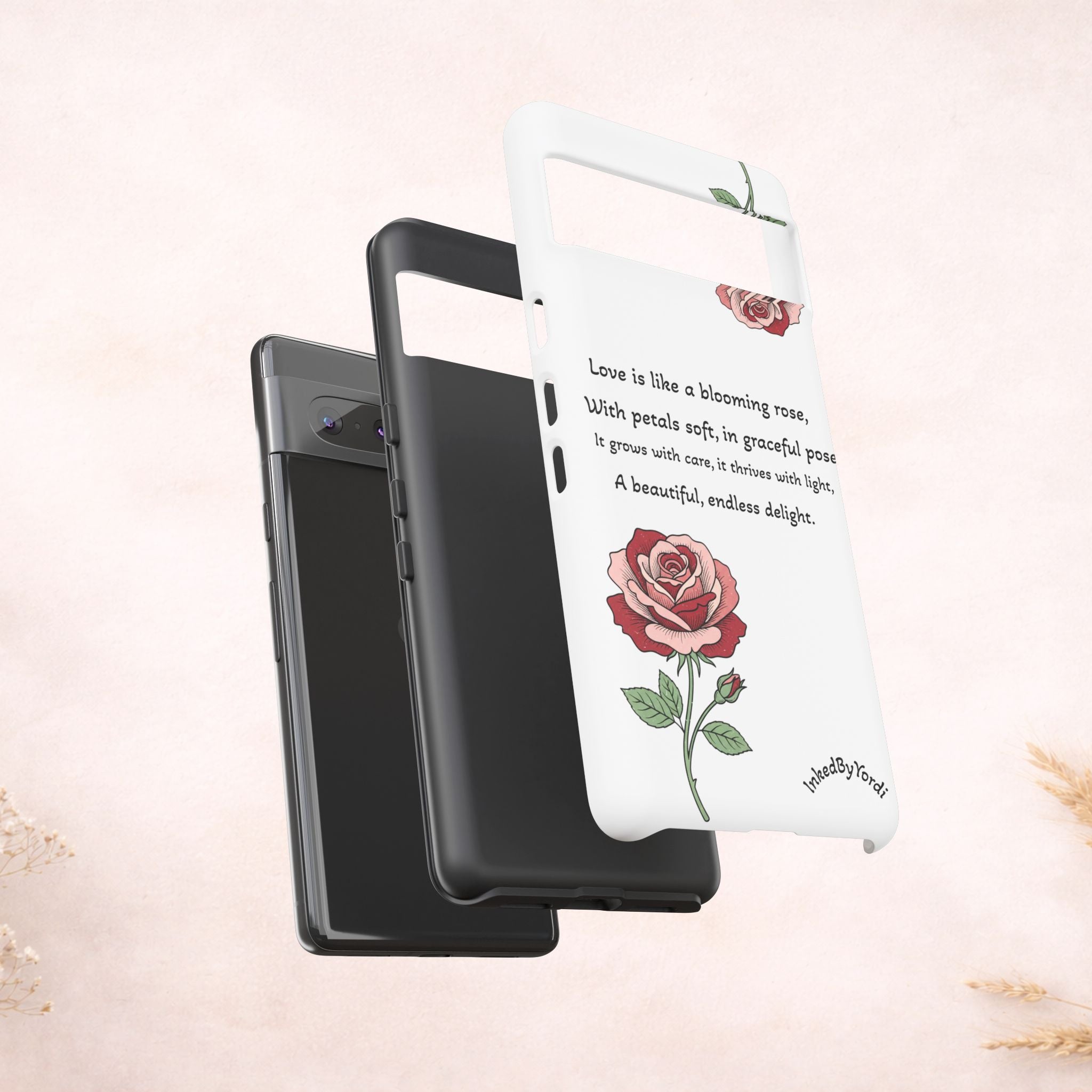 Phone Case - 'Love is like a blooming rose' Minimalist Tough Protective Cover