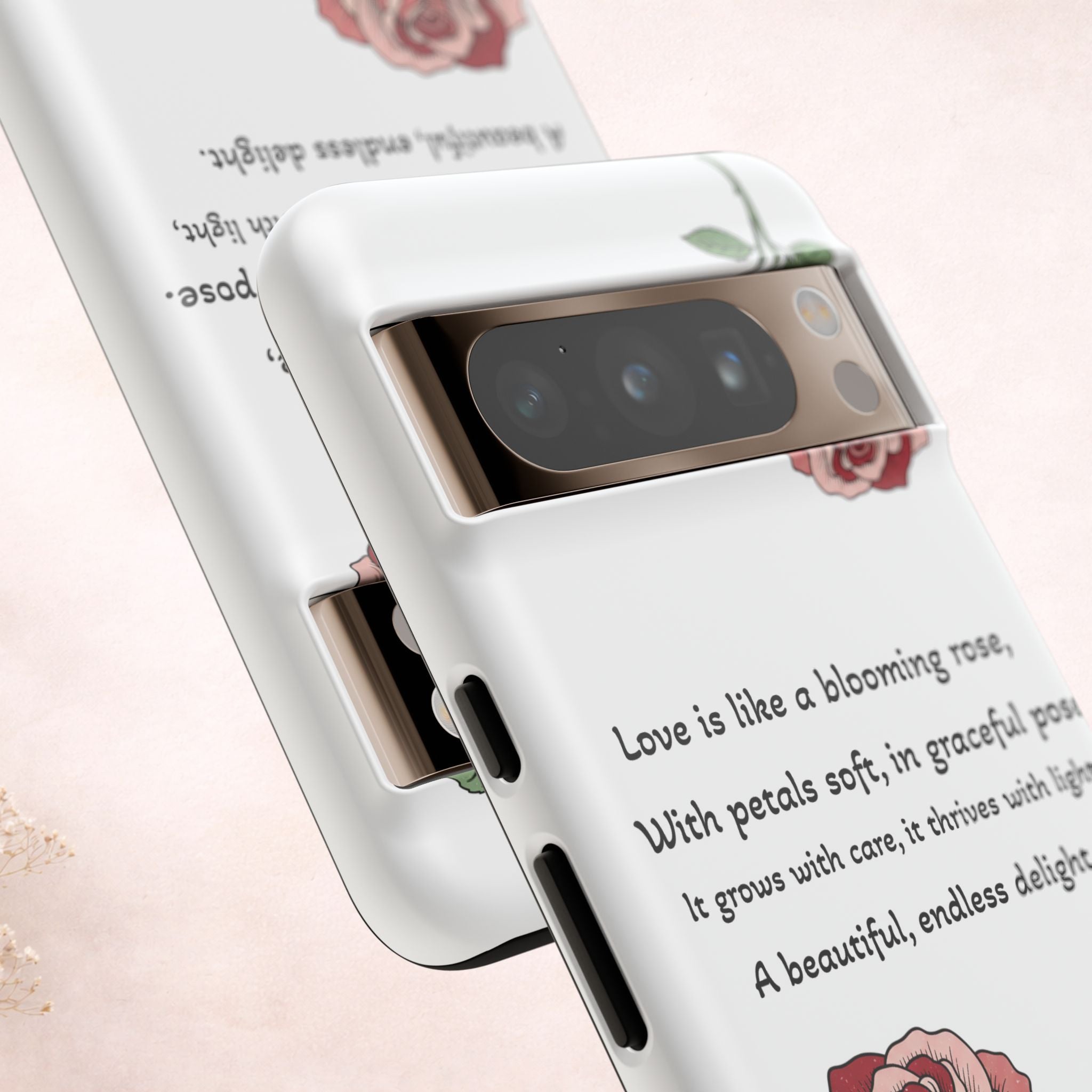 Phone Case - 'Love is like a blooming rose' Minimalist Tough Protective Cover