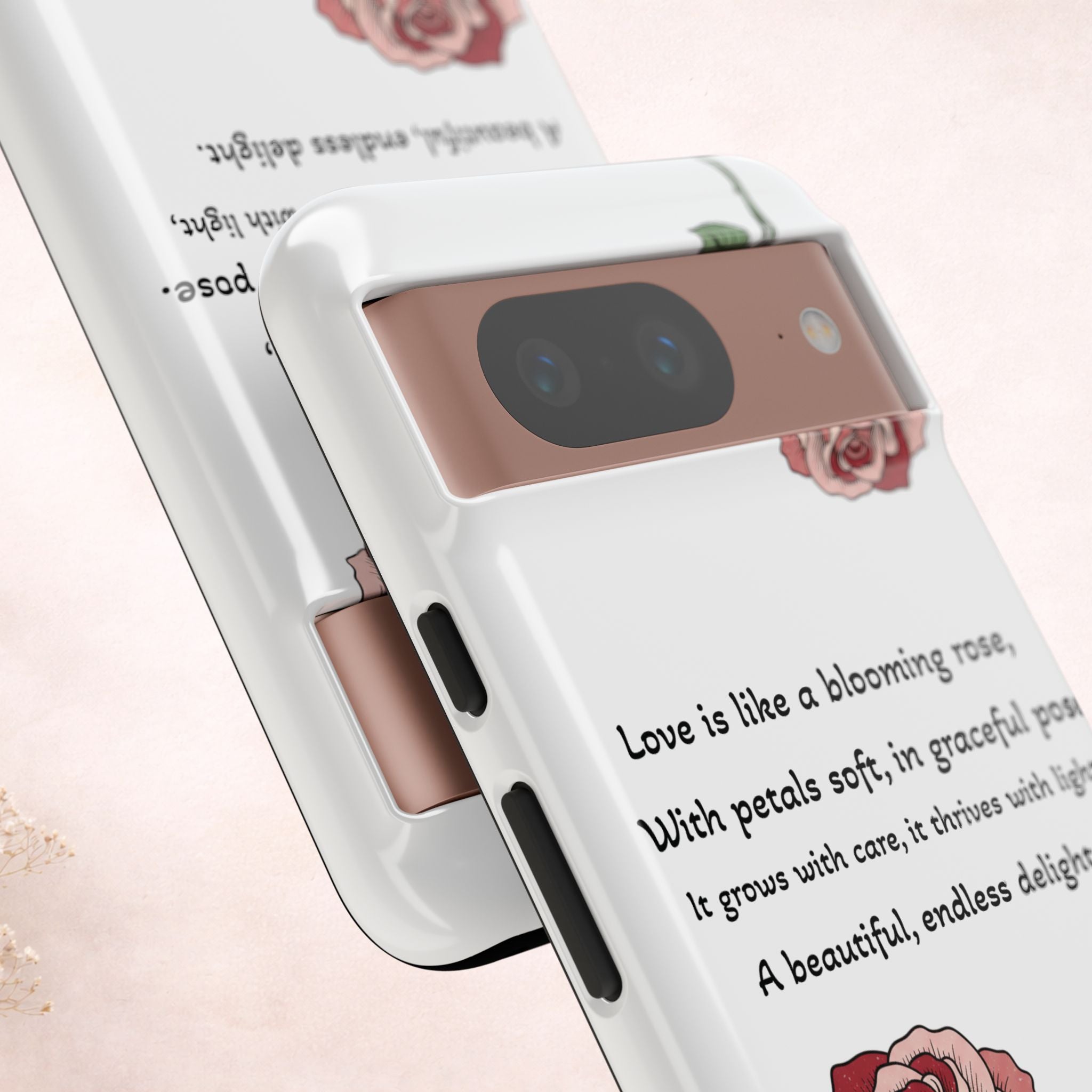Phone Case - 'Love is like a blooming rose' Minimalist Tough Protective Cover