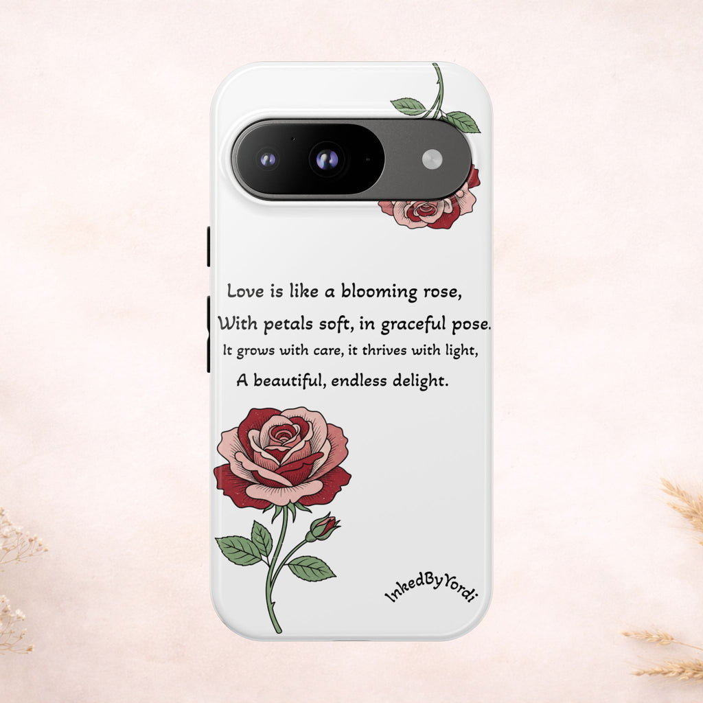 Phone Case - 'Love is like a blooming rose' Minimalist Tough Protective Cover