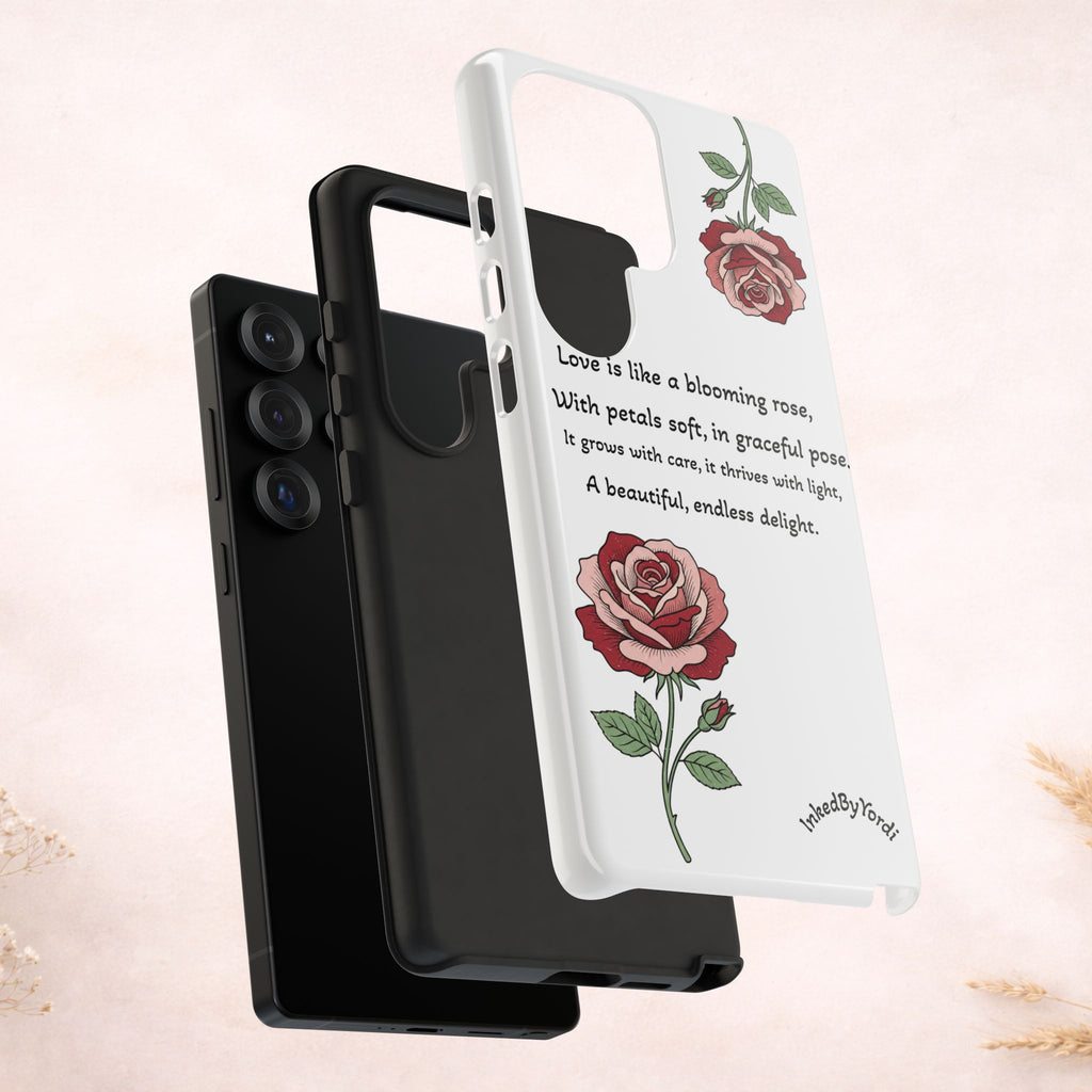 Phone Case - 'Love is like a blooming rose' Minimalist Tough Protective Cover