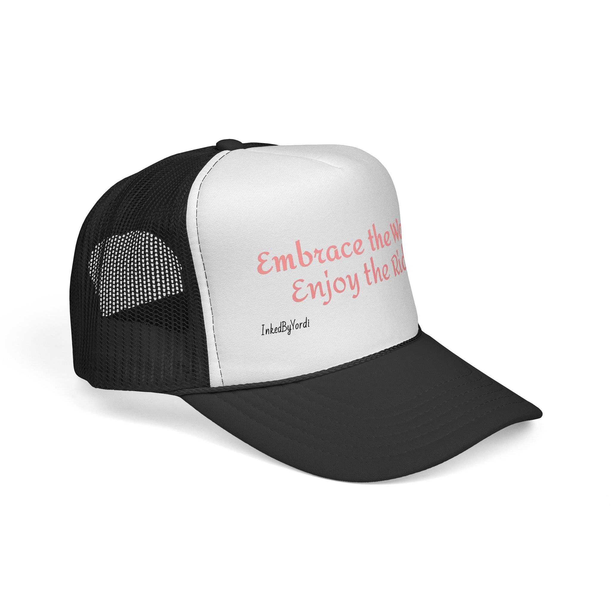 Embrace the Waves Enjoy the Ride Trucker Hat | Coastal Motivational Mesh Snapback