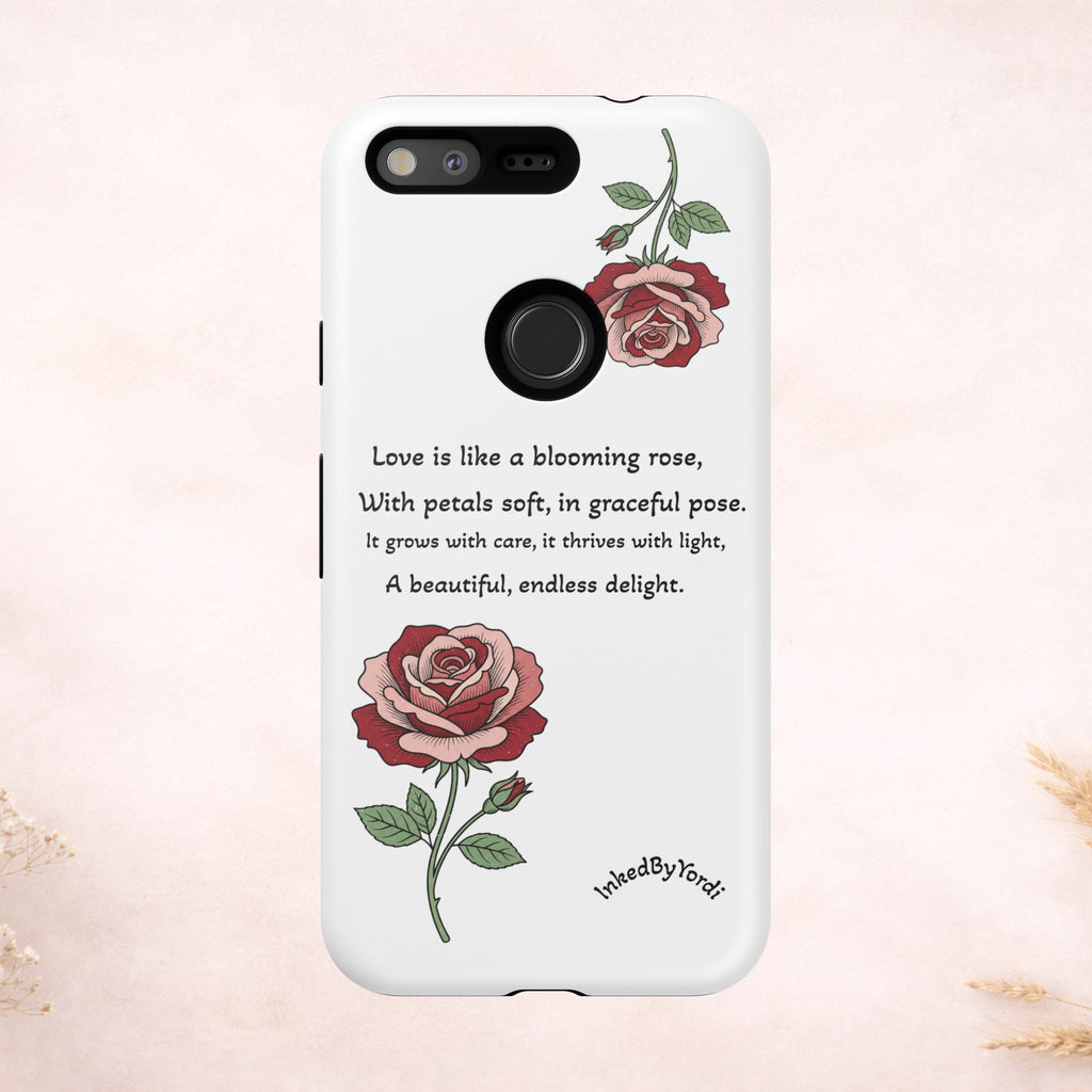 Phone Case - 'Love is like a blooming rose' Minimalist Tough Protective Cover