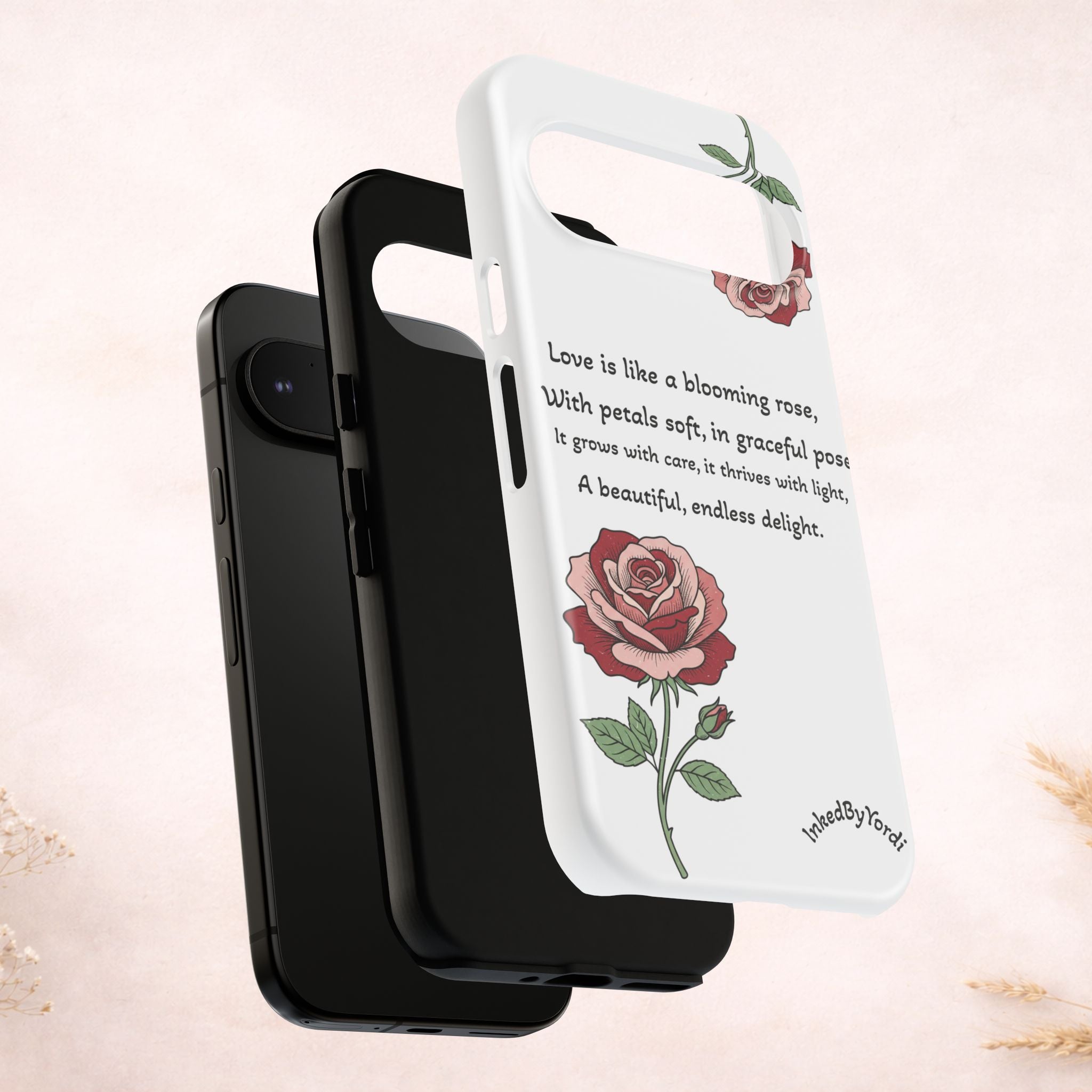 Phone Case - 'Love is like a blooming rose' Minimalist Tough Protective Cover