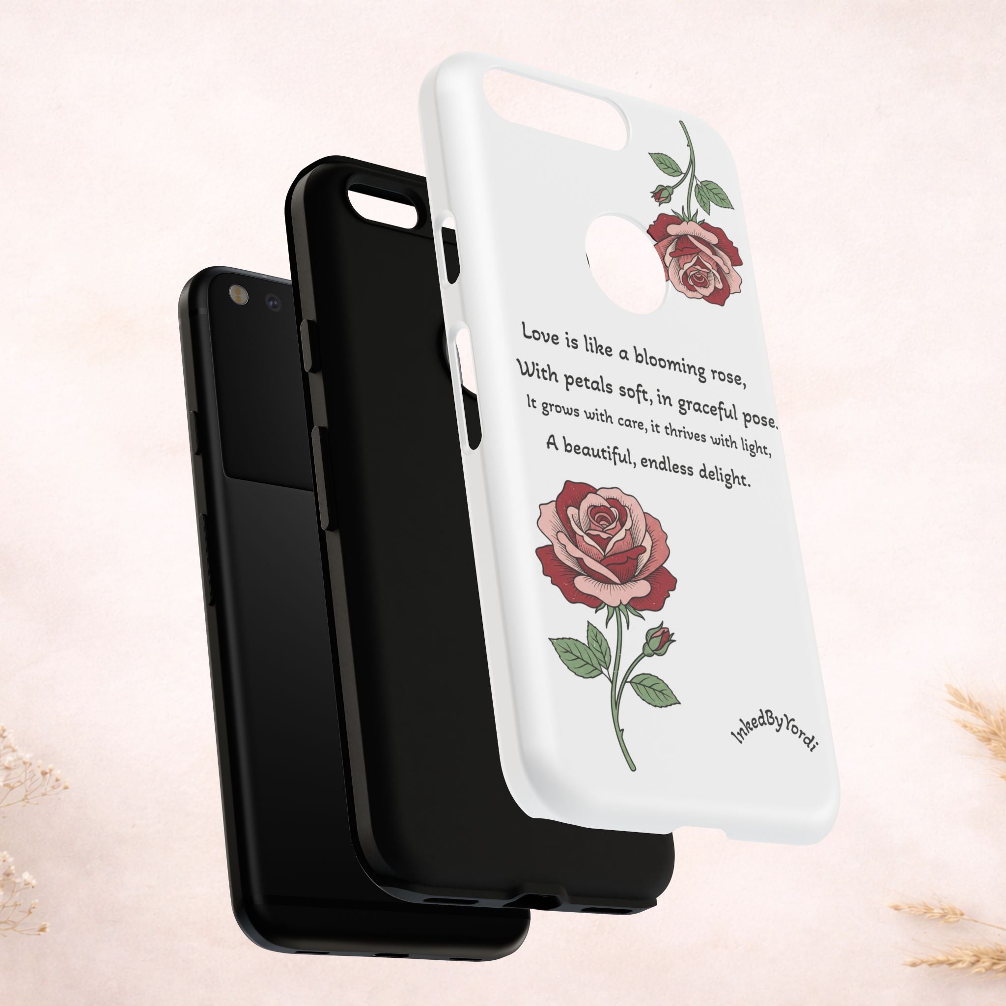 Phone Case - 'Love is like a blooming rose' Minimalist Tough Protective Cover