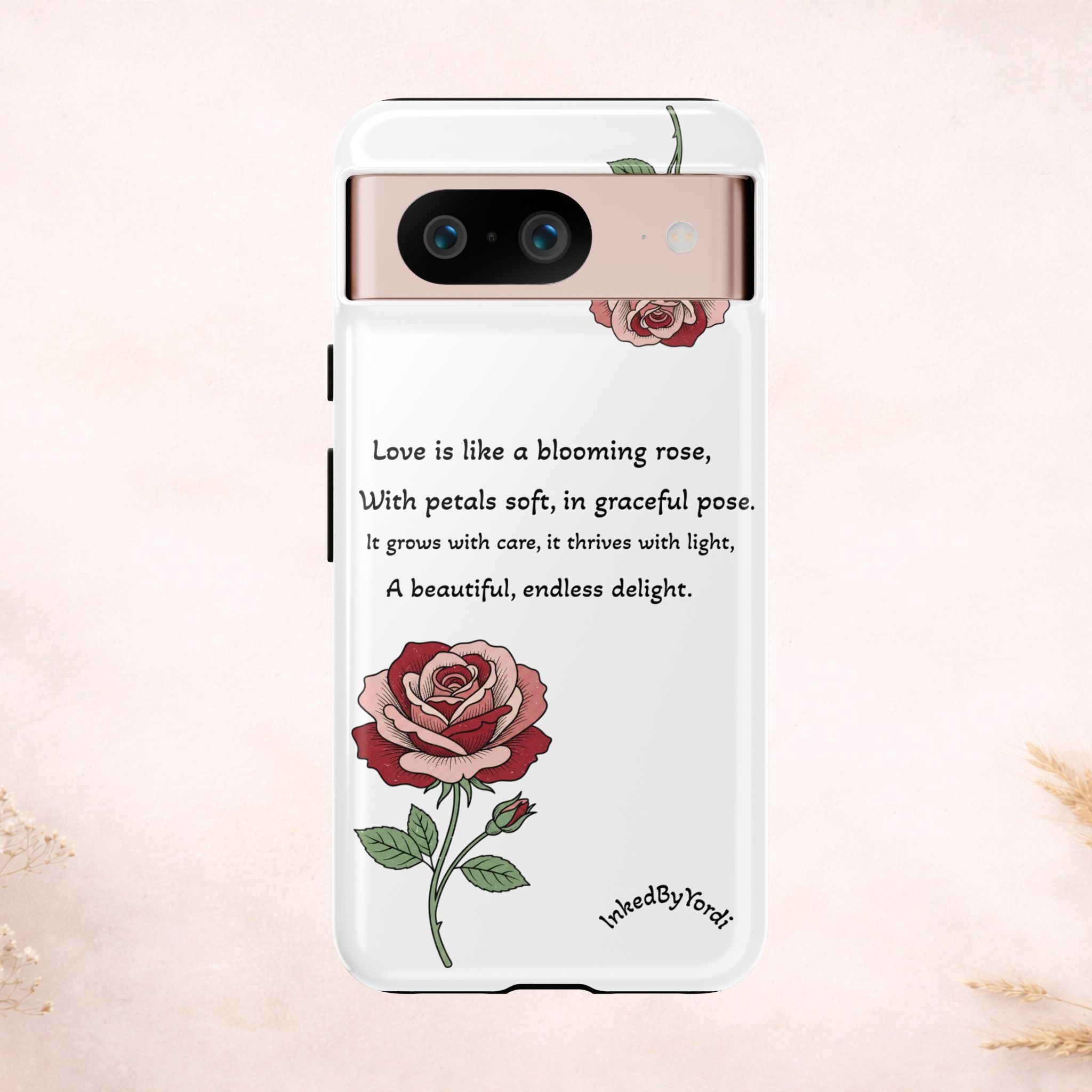 Phone Case - 'Love is like a blooming rose' Minimalist Tough Protective Cover