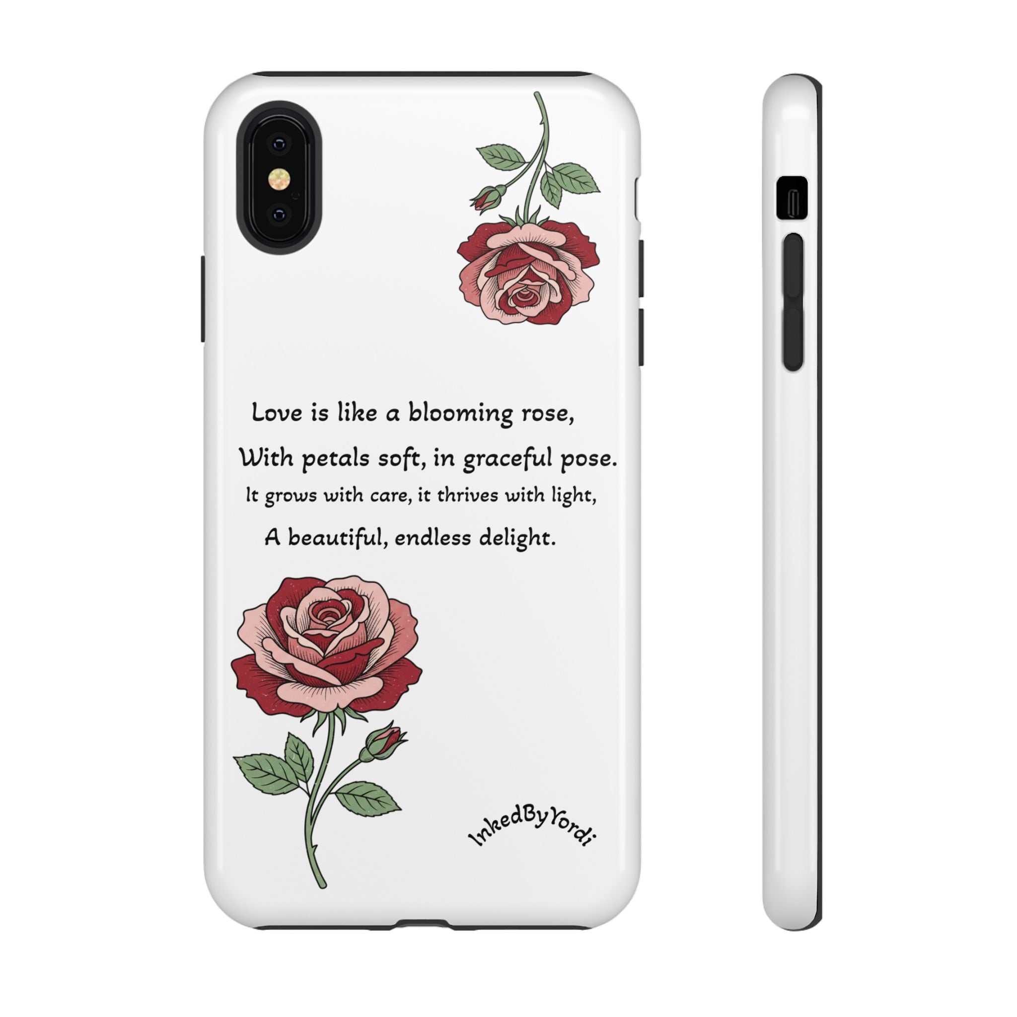 Phone Case - 'Love is like a blooming rose' Minimalist Tough Protective Cover