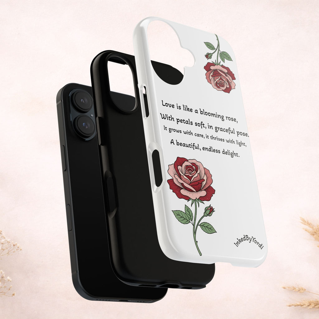 Phone Case - 'Love is like a blooming rose' Minimalist Tough Protective Cover