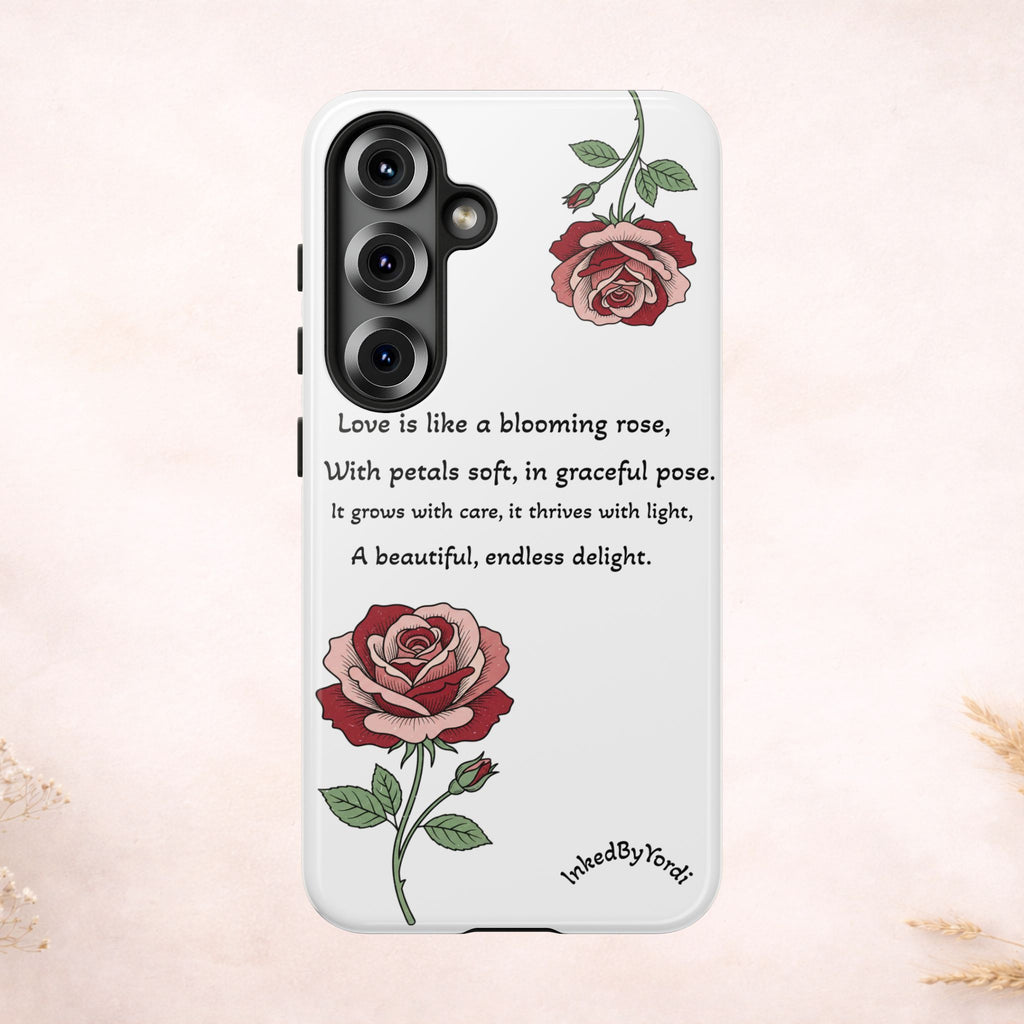 Phone Case - 'Love is like a blooming rose' Minimalist Tough Protective Cover