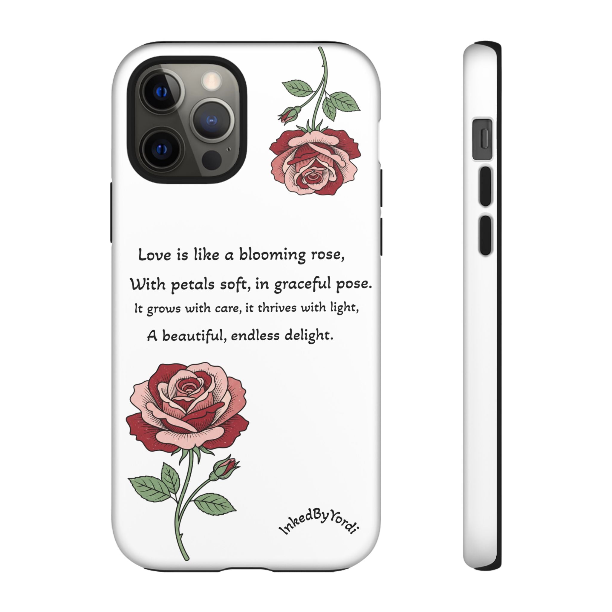 Phone Case - 'Love is like a blooming rose' Minimalist Tough Protective Cover