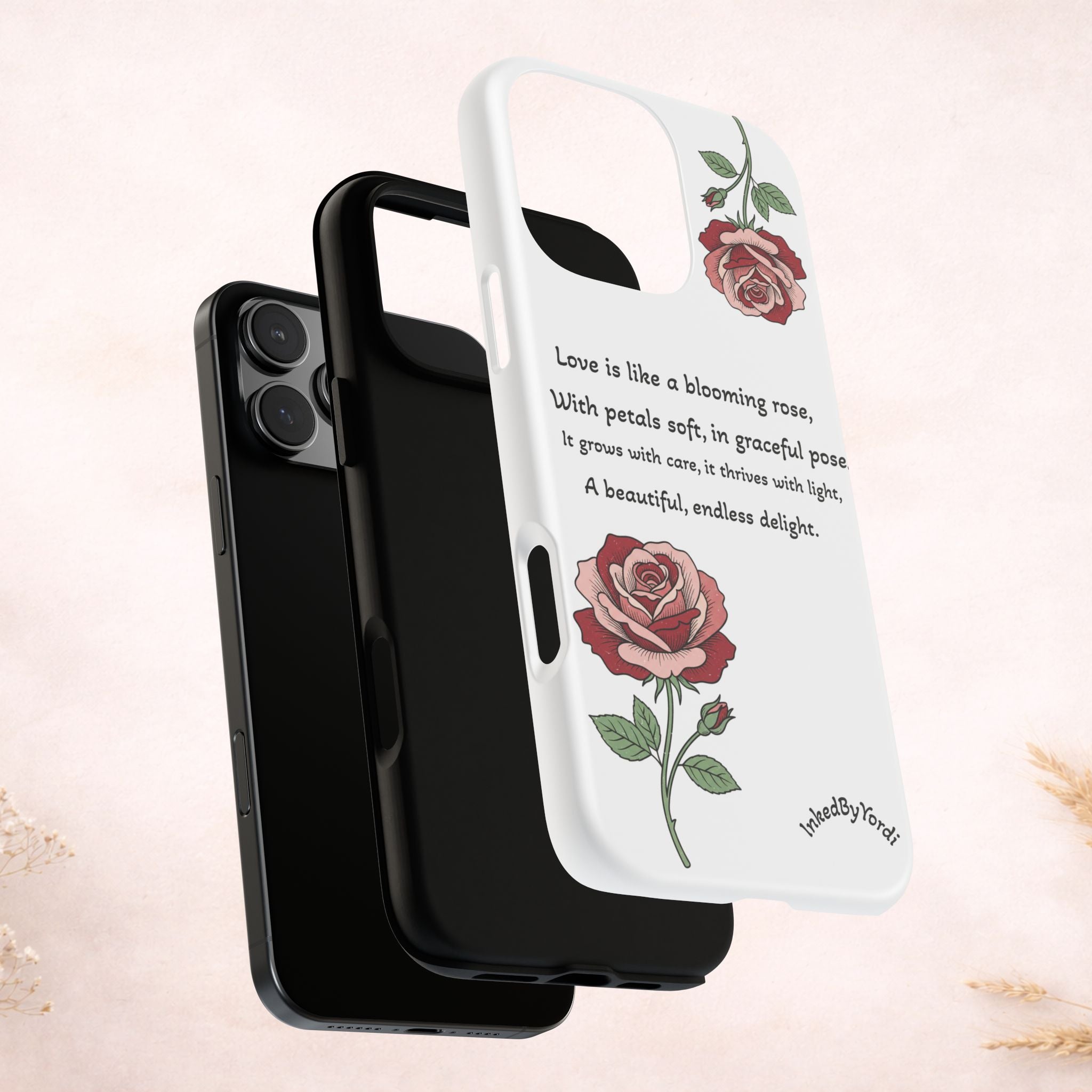 Phone Case - 'Love is like a blooming rose' Minimalist Tough Protective Cover