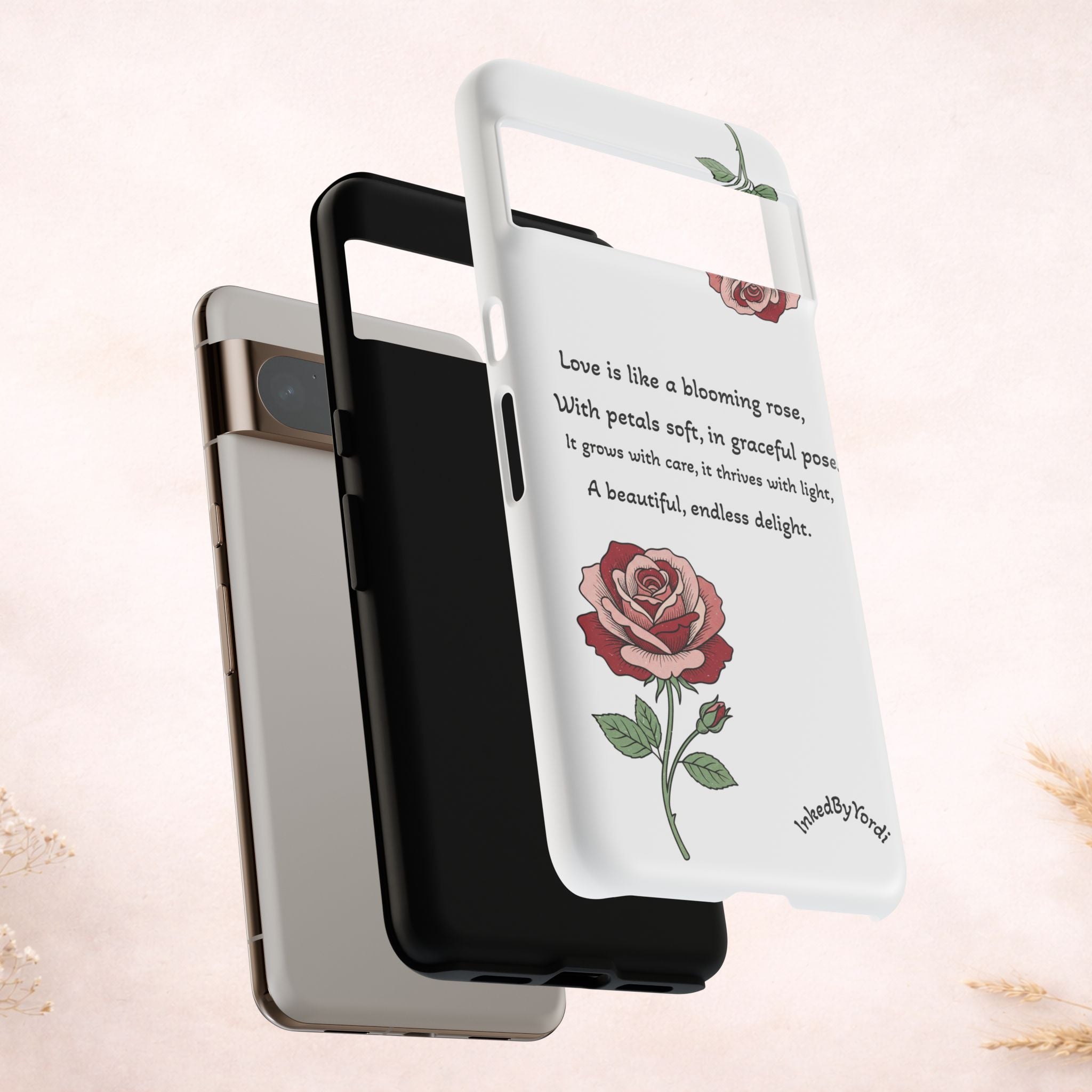 Phone Case - 'Love is like a blooming rose' Minimalist Tough Protective Cover