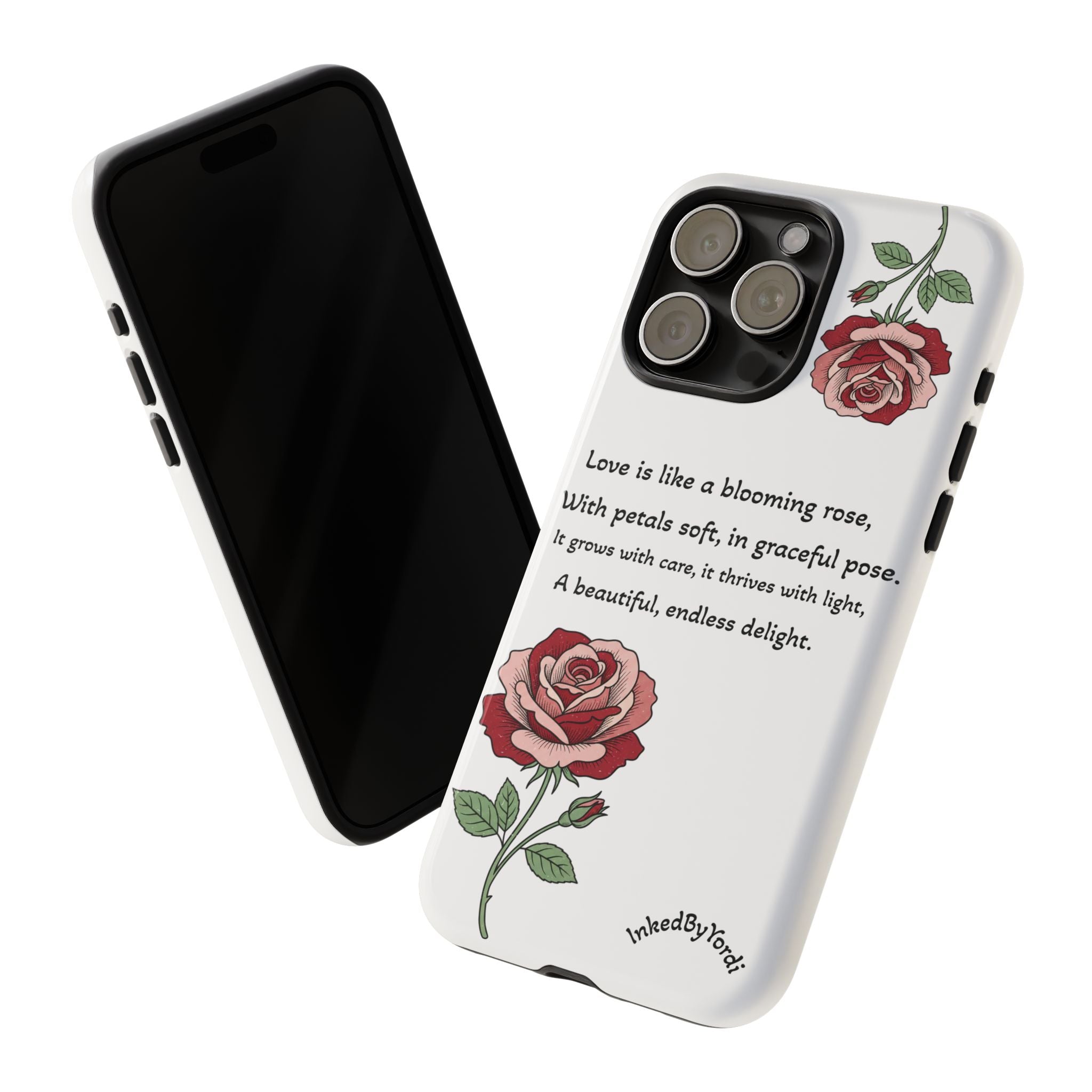 Phone Case - 'Love is like a blooming rose' Minimalist Tough Protective Cover