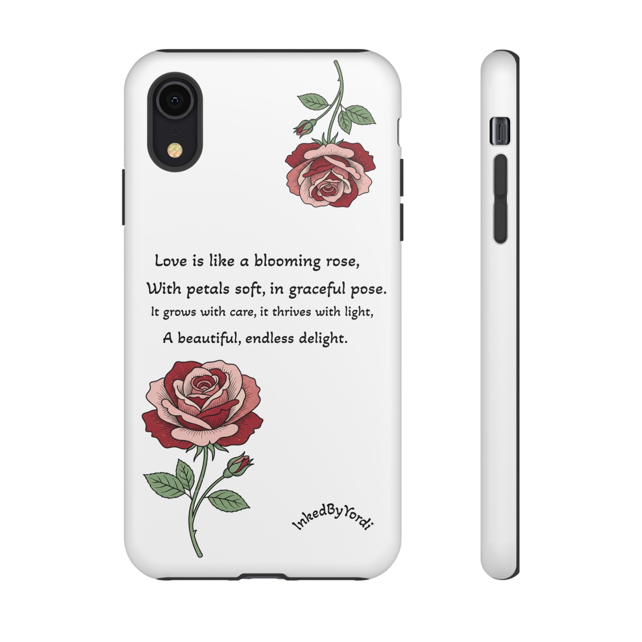 Phone Case - 'Love is like a blooming rose' Minimalist Tough Protective Cover