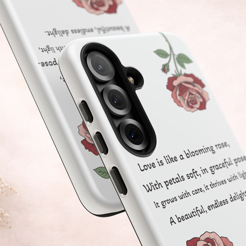Phone Case - 'Love is like a blooming rose' Minimalist Tough Protective Cover