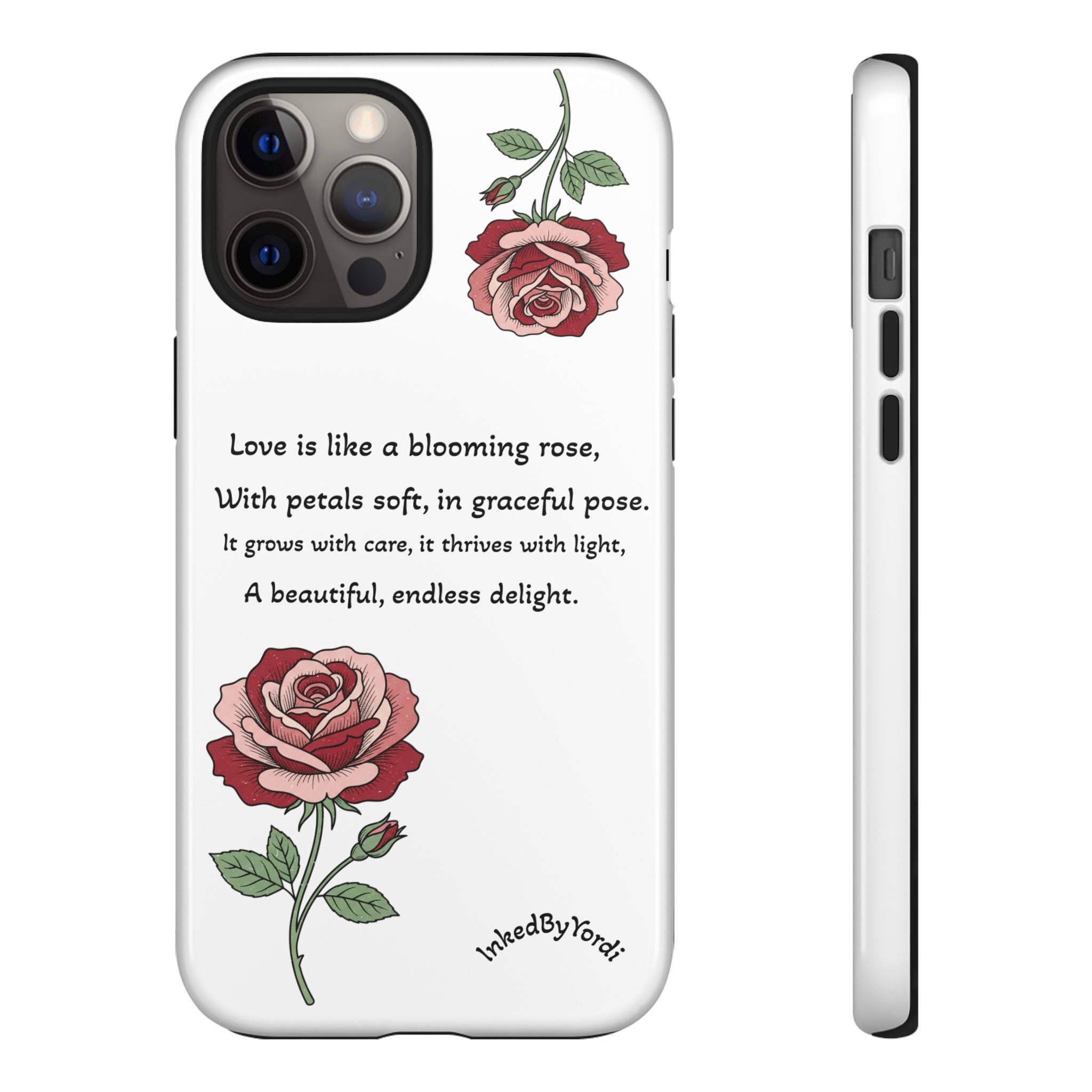 Phone Case - 'Love is like a blooming rose' Minimalist Tough Protective Cover