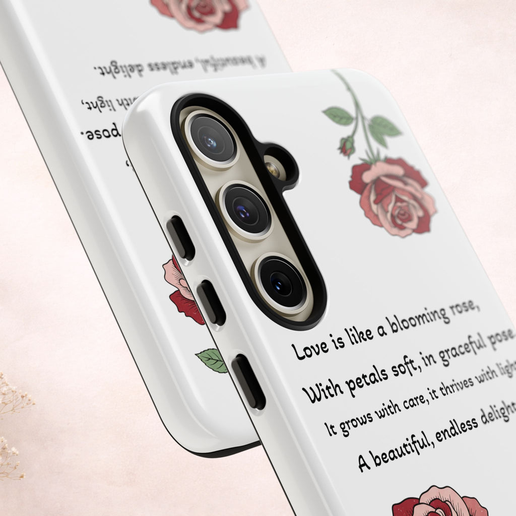 Phone Case - 'Love is like a blooming rose' Minimalist Tough Protective Cover