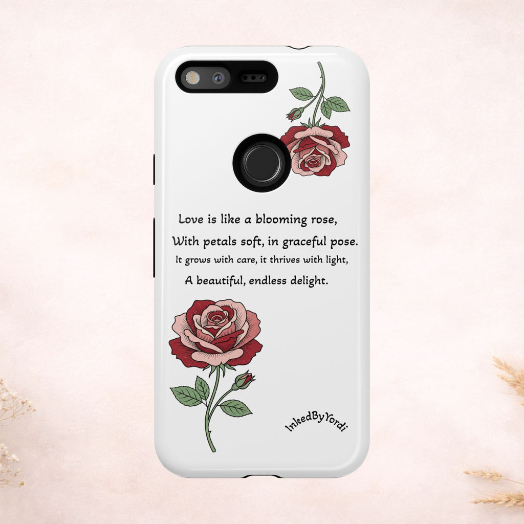 Phone Case - 'Love is like a blooming rose' Minimalist Tough Protective Cover