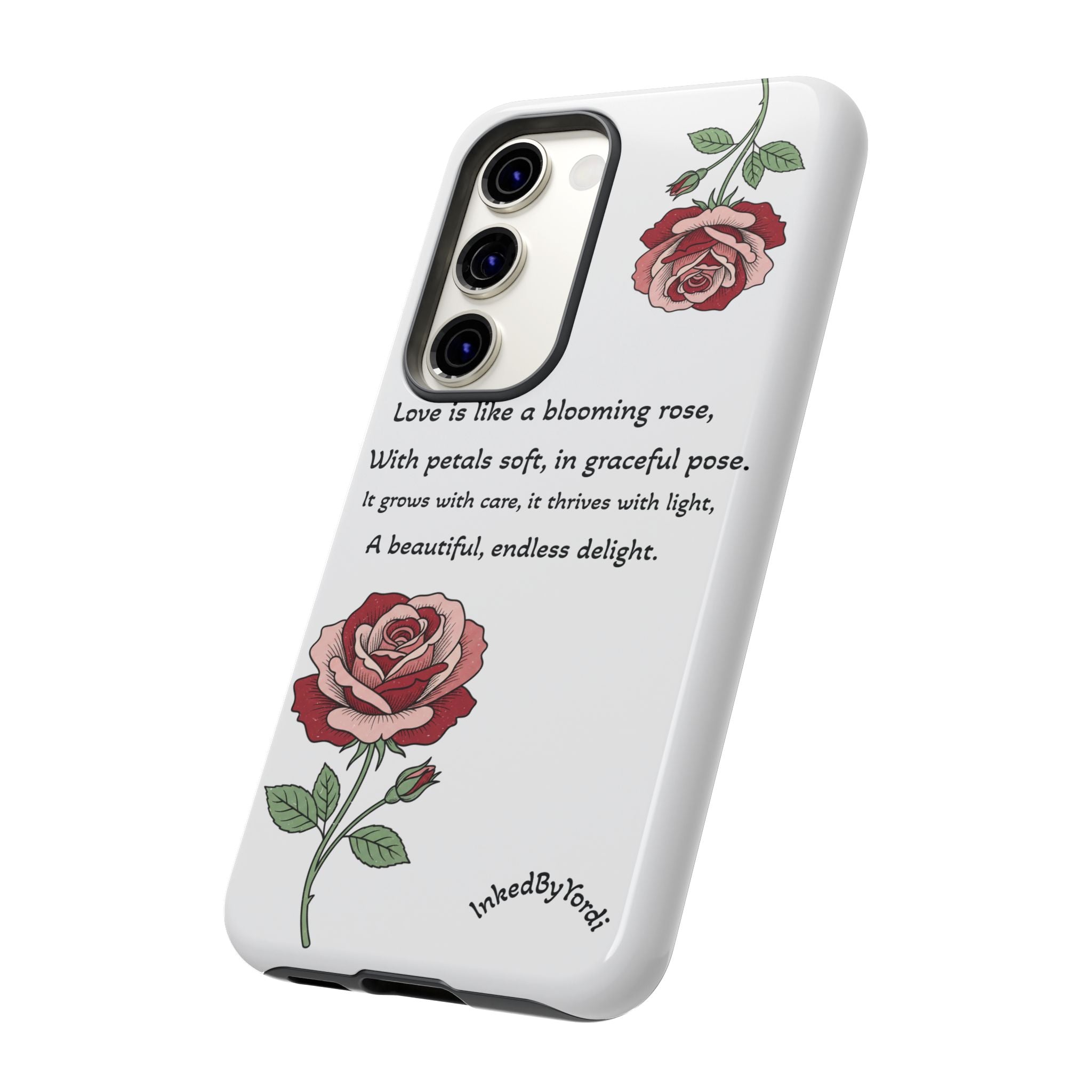 Phone Case - 'Love is like a blooming rose' Minimalist Tough Protective Cover