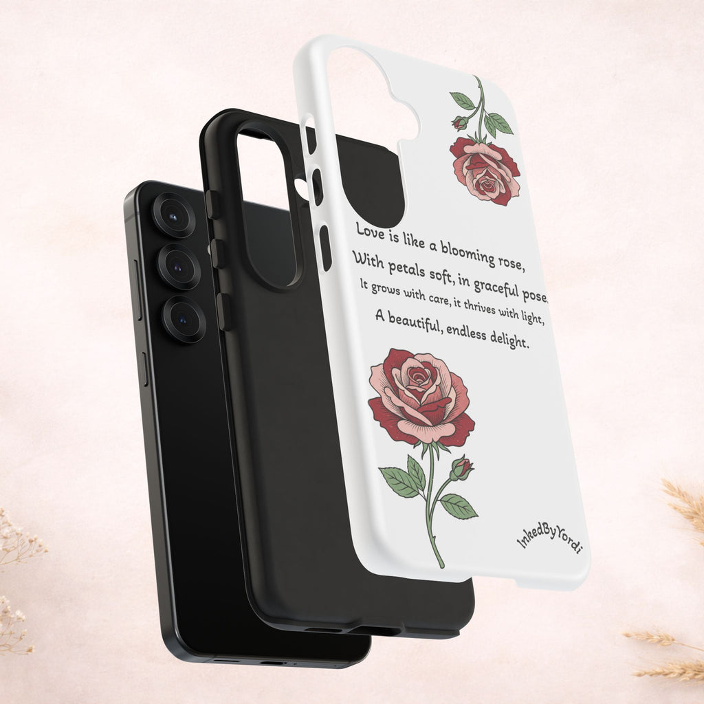 Phone Case - 'Love is like a blooming rose' Minimalist Tough Protective Cover