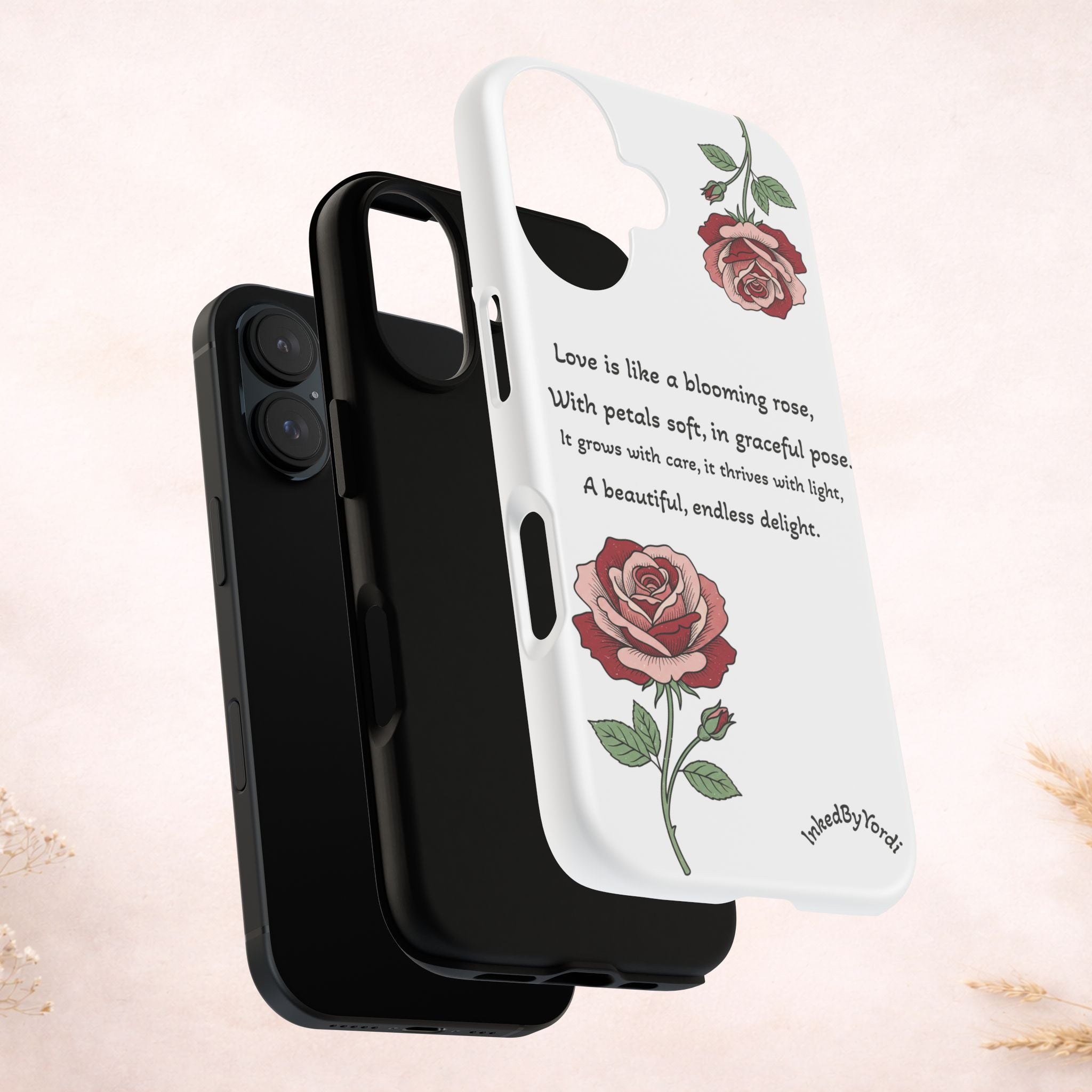 Phone Case - 'Love is like a blooming rose' Minimalist Tough Protective Cover