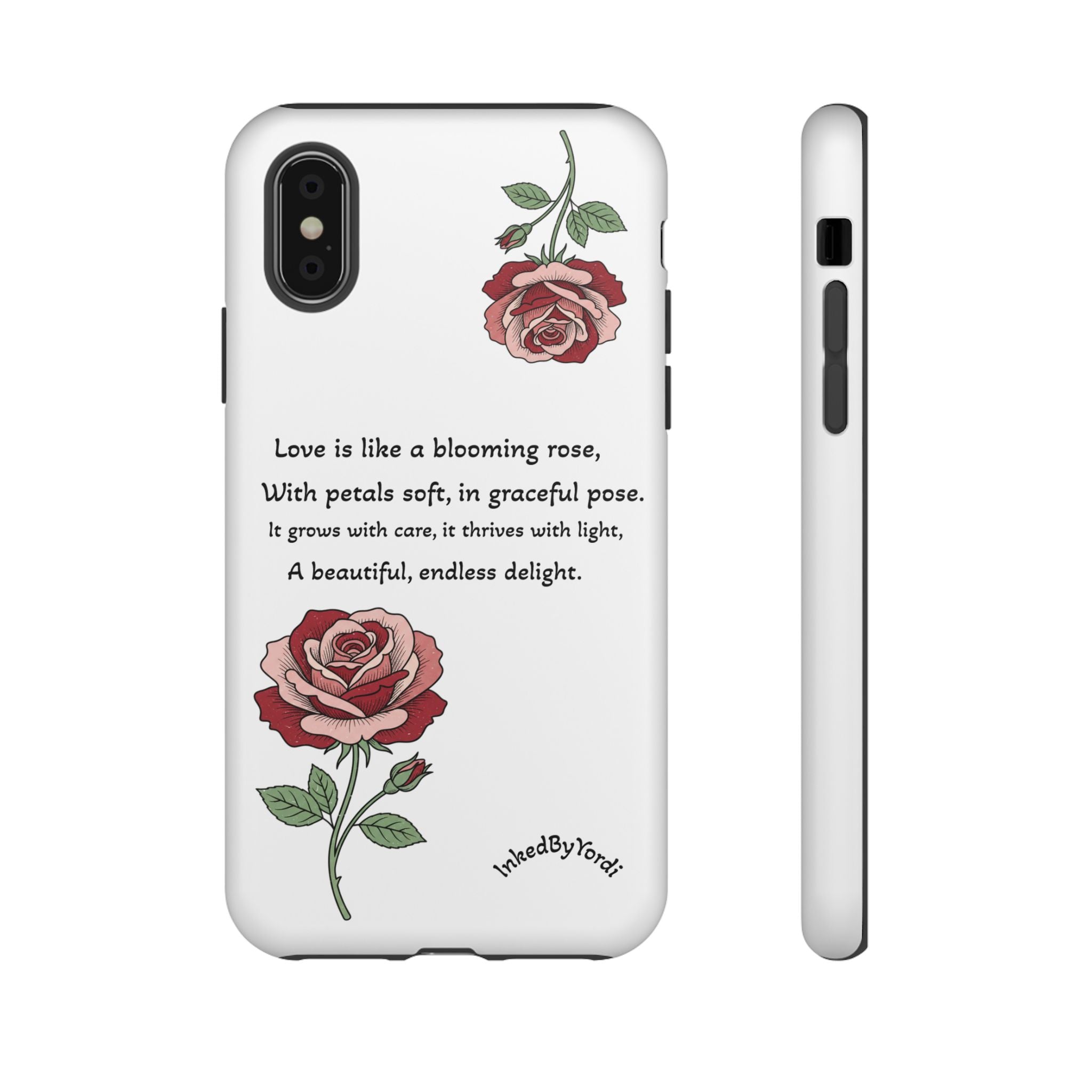 Phone Case - 'Love is like a blooming rose' Minimalist Tough Protective Cover