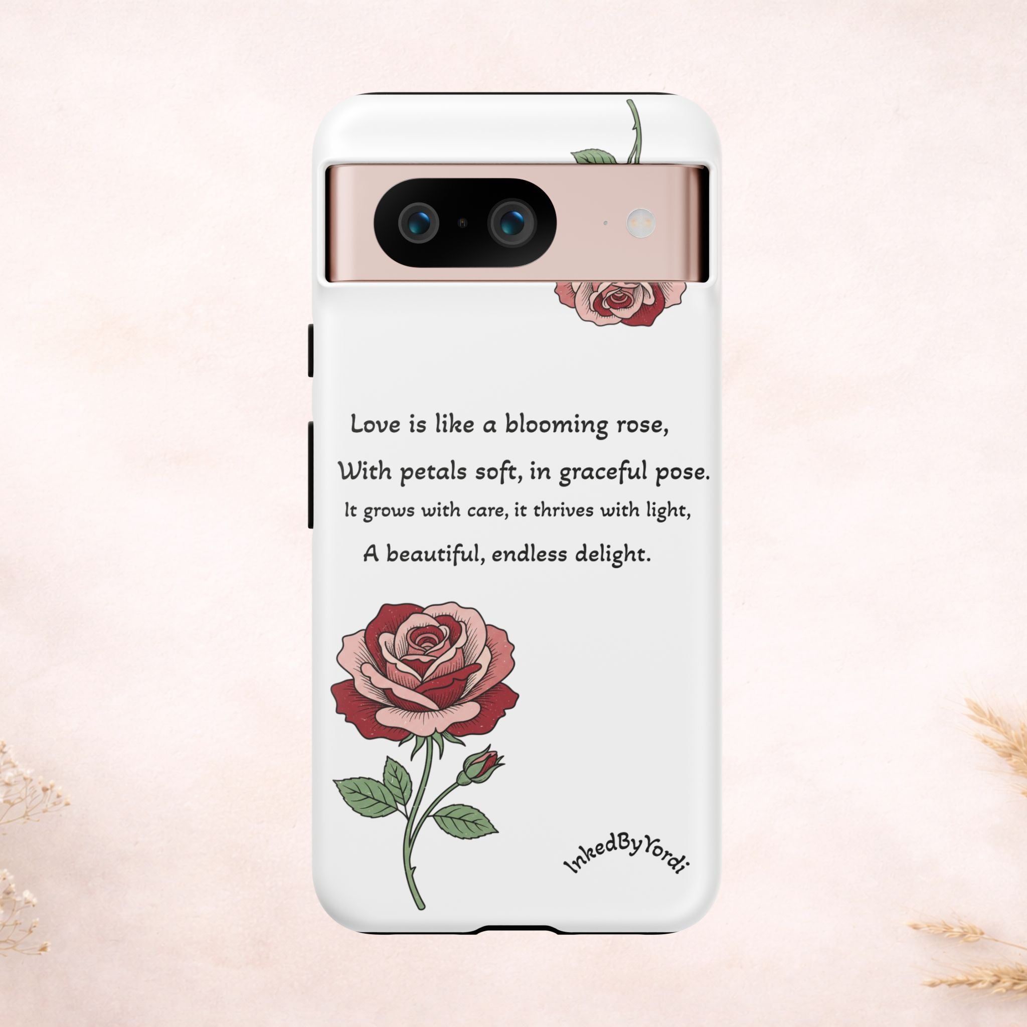 Phone Case - 'Love is like a blooming rose' Minimalist Tough Protective Cover